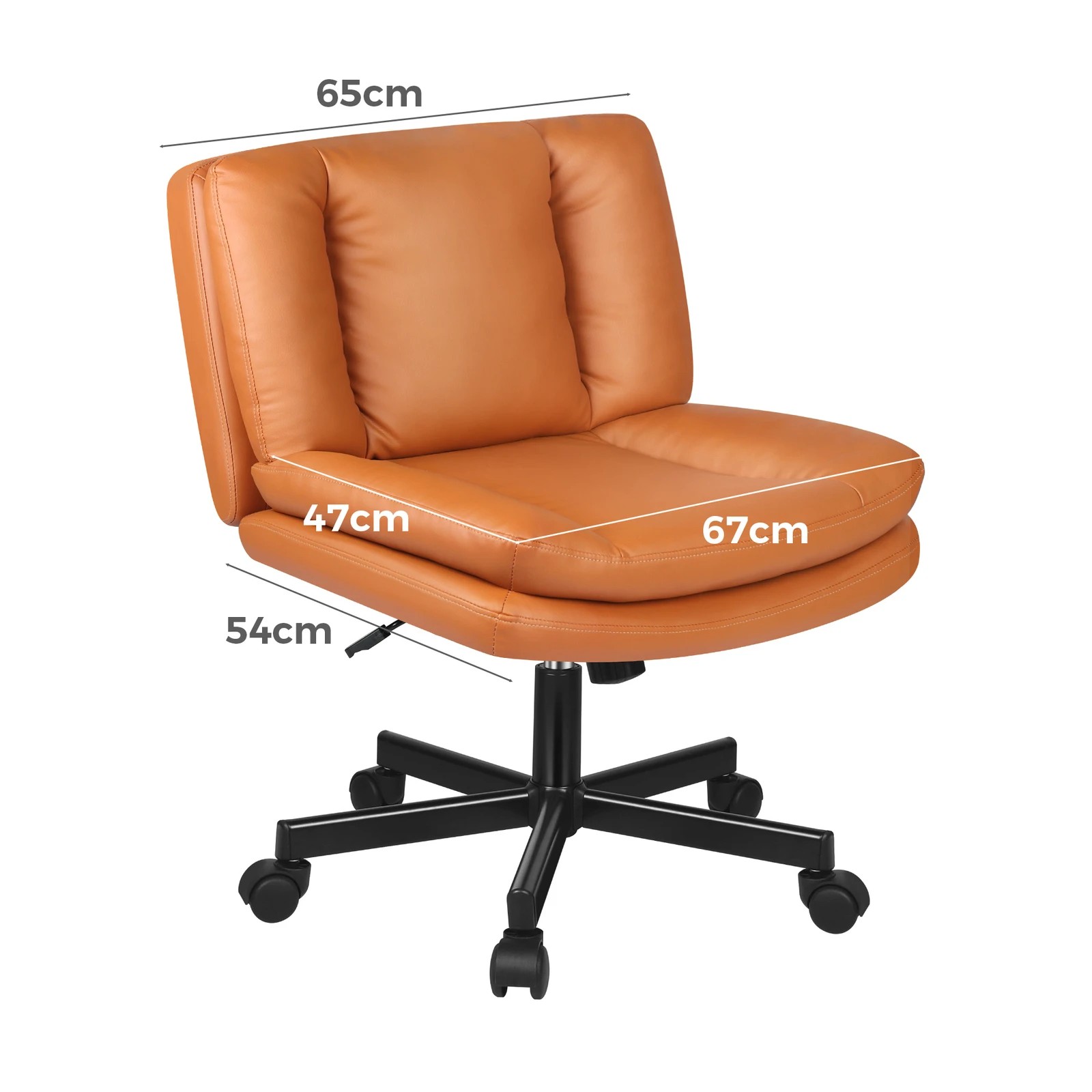 6 Alfordson Armless Office Desk Chair Mid Back Wide Seat w/ Wheels Leather - Brown, 6 of 7