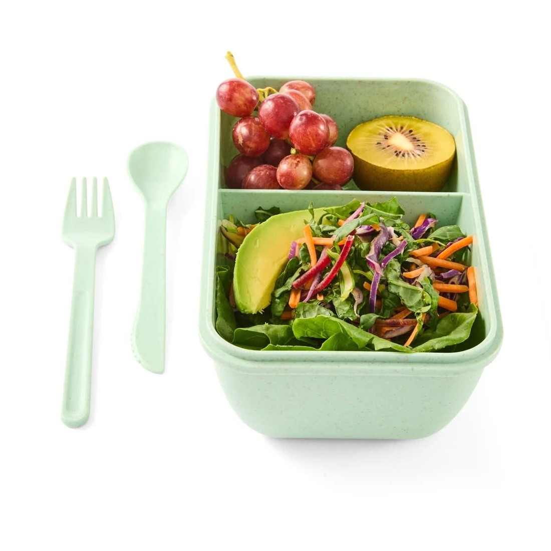 1 Green Wheat Straw Lunch Box with Cutlery, 1 of 10