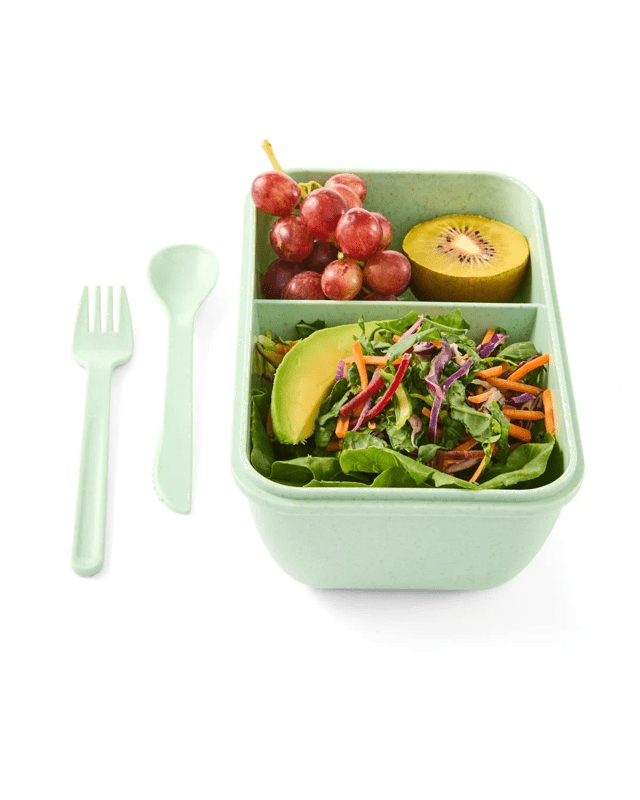 Green Wheat Straw Lunch Box with Cut