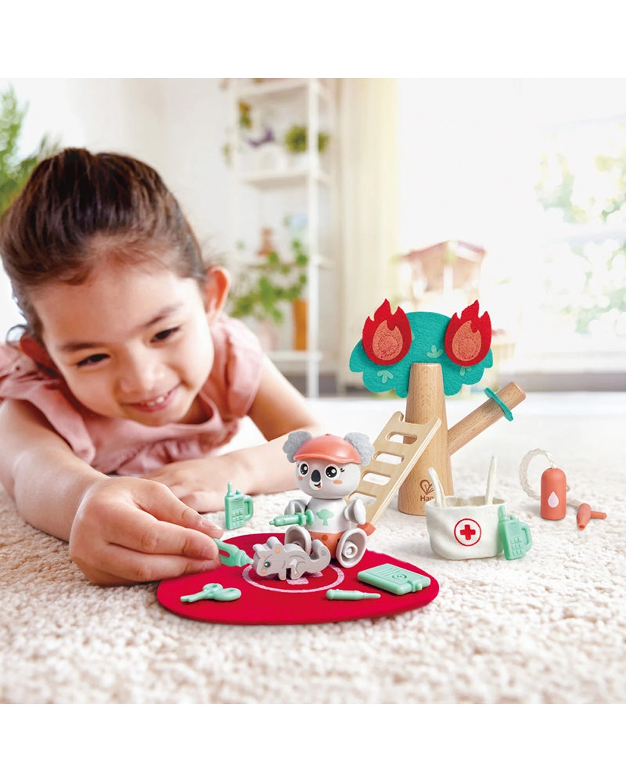 4 Hape Forest Fire Rescue Playset Animal Medic Figure Kids Activity Toy - Multi, 4 of 4