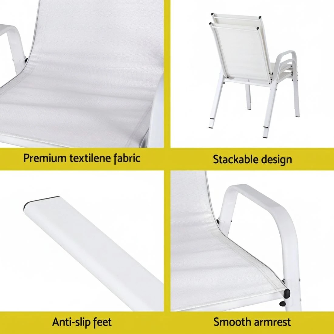 5 Gardeon 6PC Outdoor Dining Chairs Stackable Lounge Chair Patio Furniture - White, 5 of 5