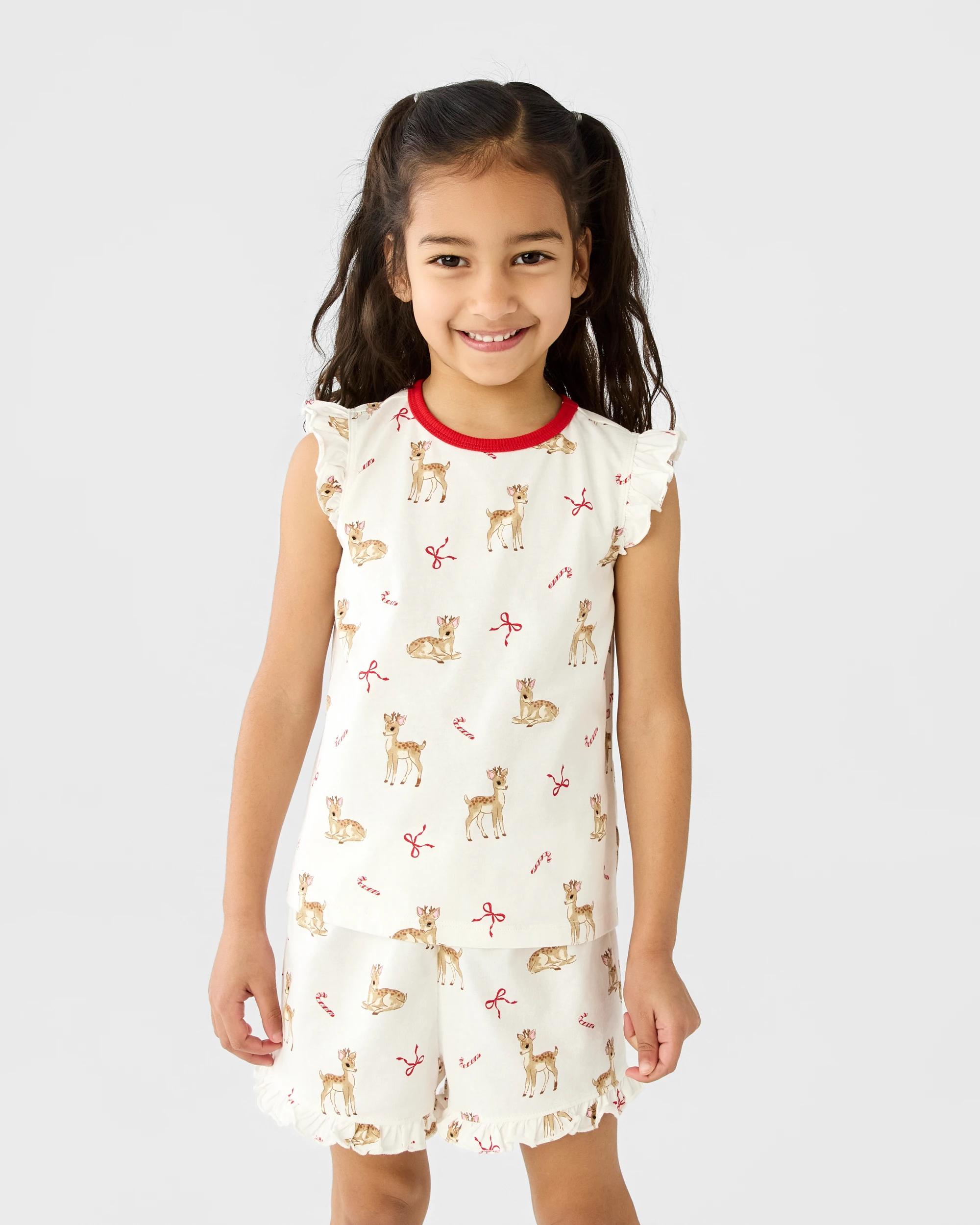 1 Christmas Knit Frill Pyjama Set Wht Deer, 1 of 8