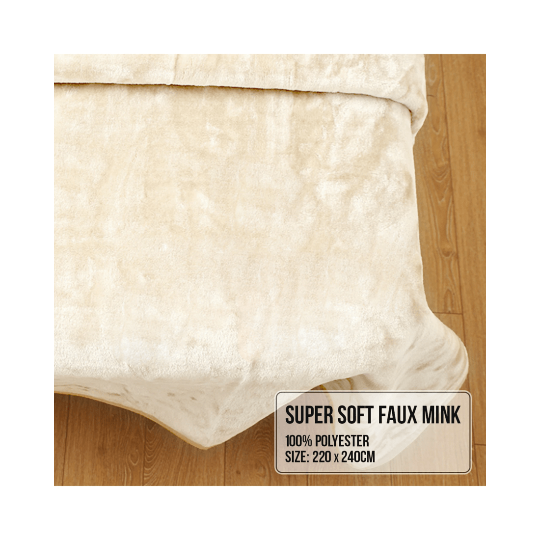 4 Laura Hill 800-gsm Mink Blanket Double-sided Soft Plush Bed Faux Throw Rug Beige
 - Queen Bed, 4 of 7