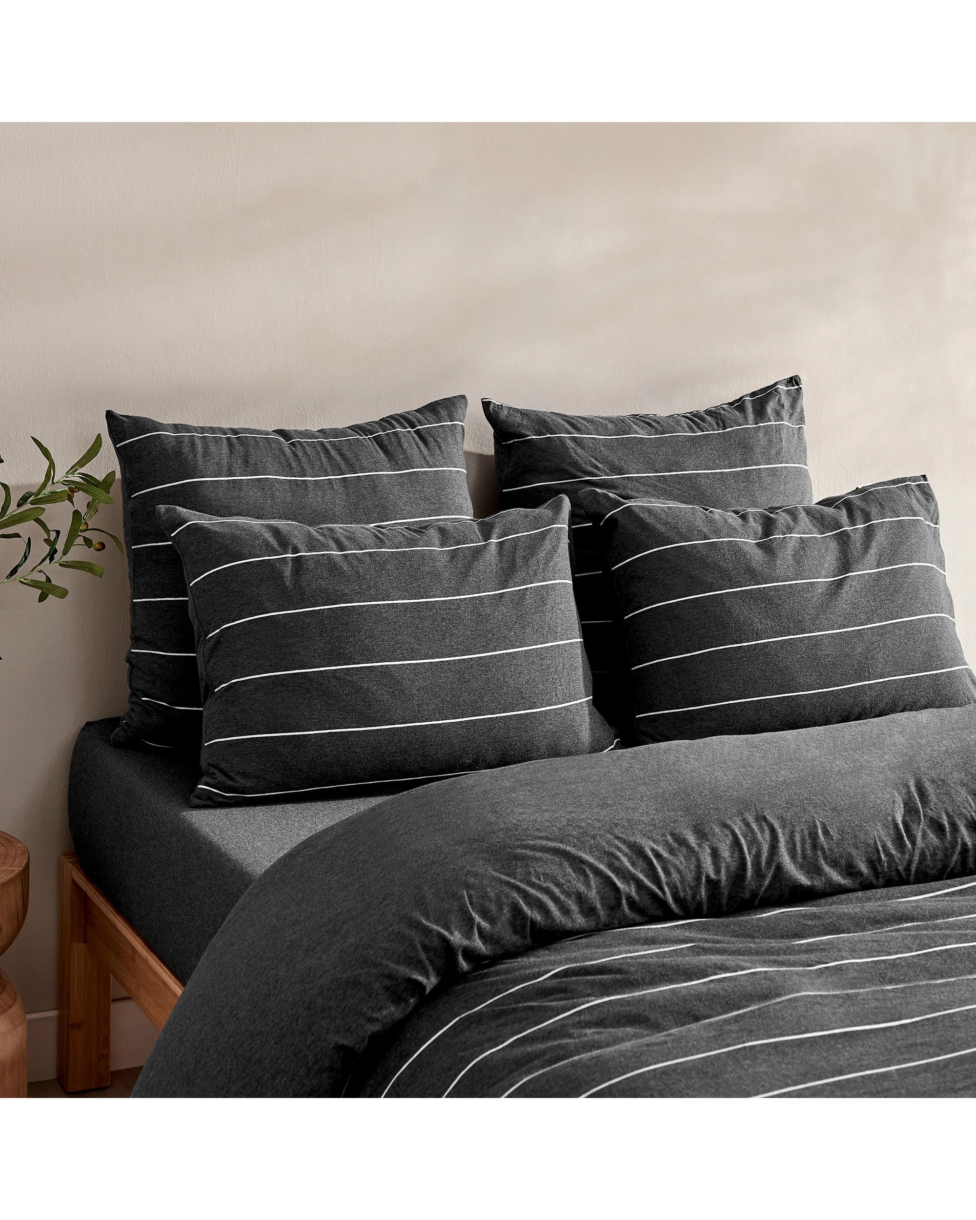 3 Dreamaker Jersey Luxe 100% Cotton Reversible Quilt Cover Set Charcoal - Single Bed - Charcoal, 3 of 9
