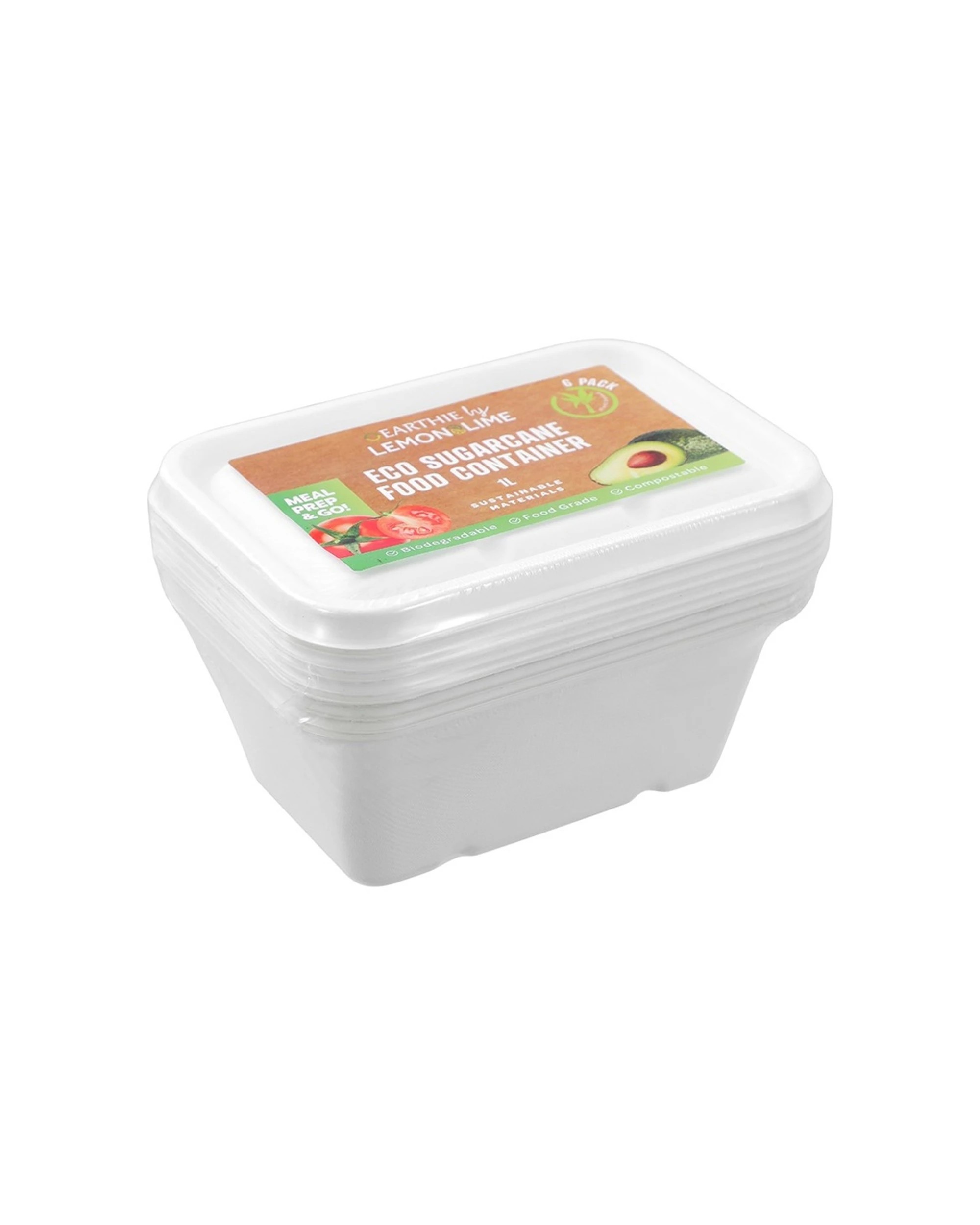 4 Lemon & Lime 12x 6pc Eco Sugarcane Food Container Set 1L Biodegradable Set - Multi, 4 of 6