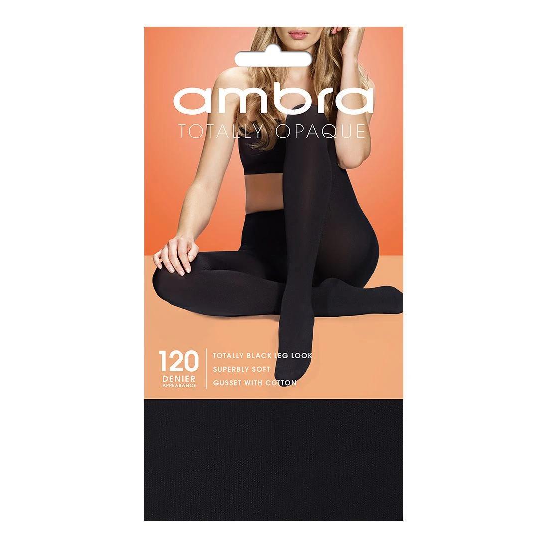 1 Ambra 1 Pack 120 Denier Totally Opaque Tights BLACK
