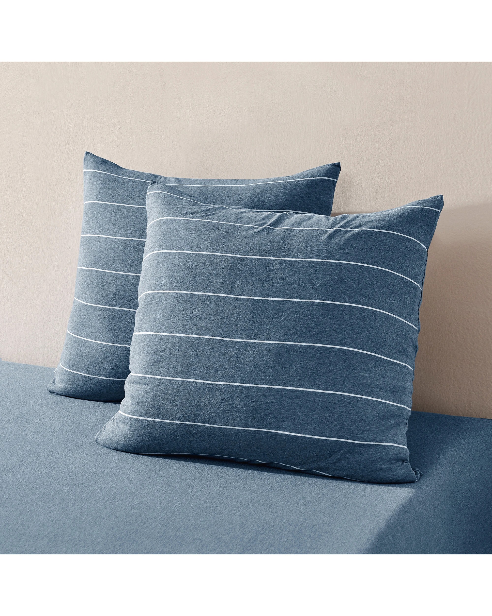 1 Dreamaker Jersey Luxe 100% Cotton Reversible European Pillowcase Twin Pack - Denim, 1 of 7