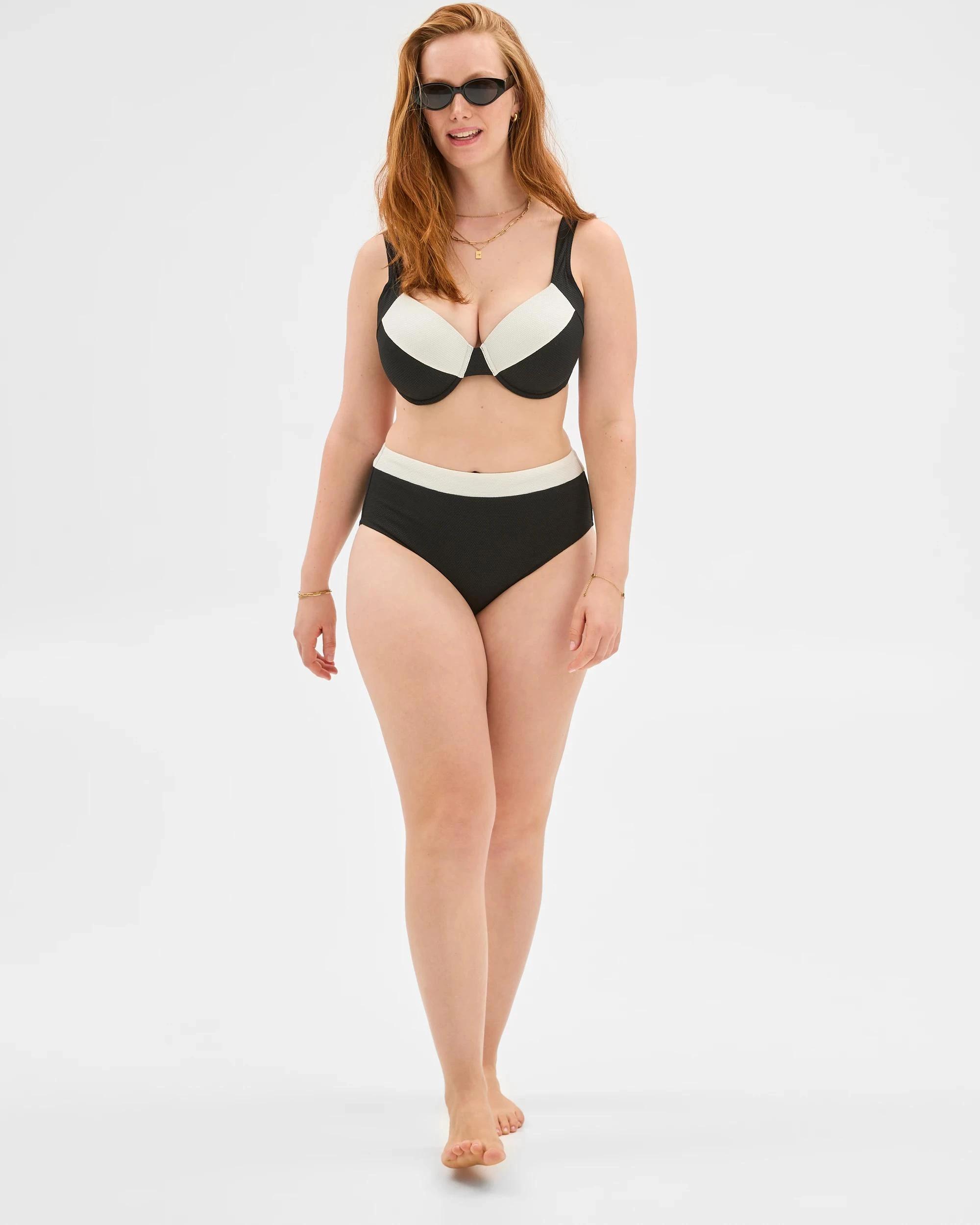 2 Target Resort High Waisted Honeycomb Bikini Bottoms - Shape Your Body BLACK / WHITE, 2 of 10