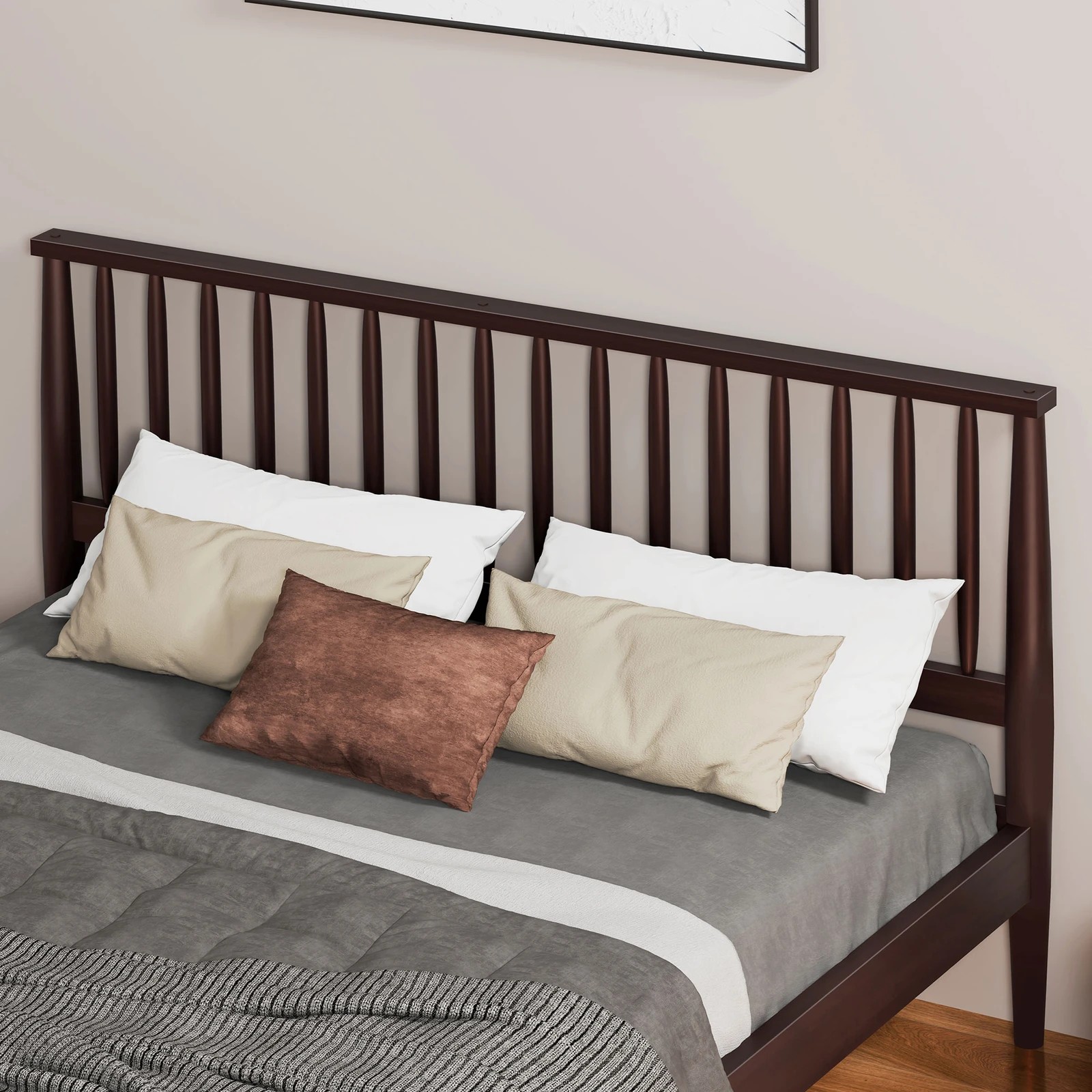 4 Alfordson Bed Frame Wooden Double Size Timber Base Platform Walnut Caelus - Natural, 4 of 10