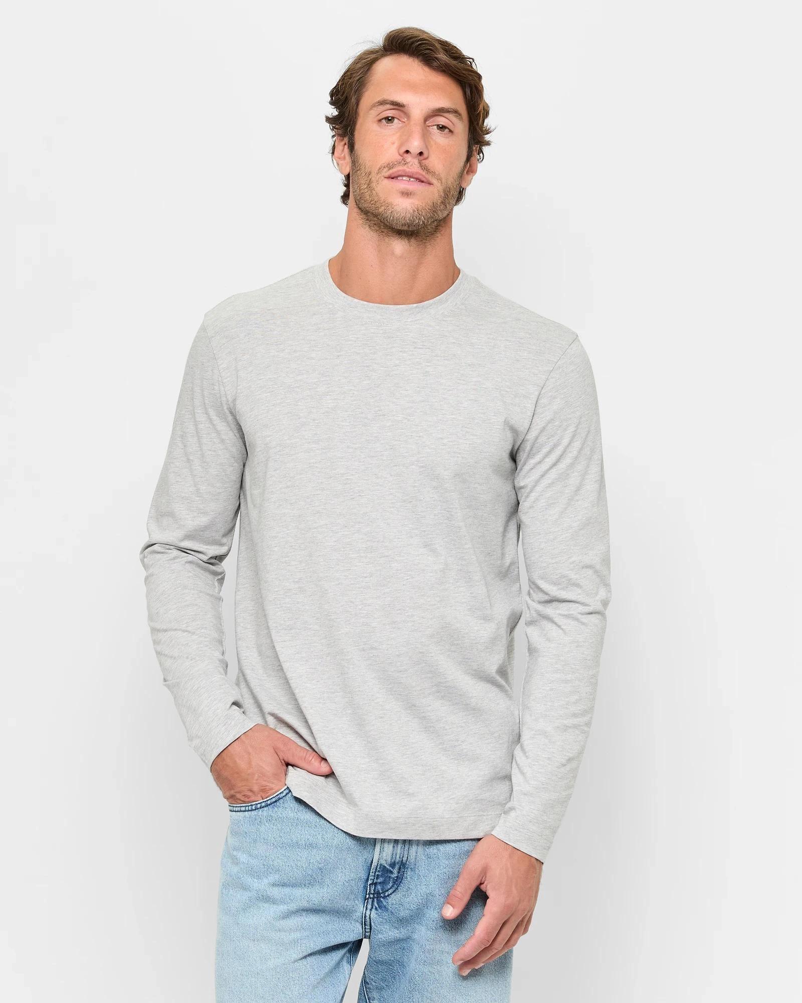 1 Target Australian Cotton Long Sleeve T-Shirt GREY MARLE, 1 of 5