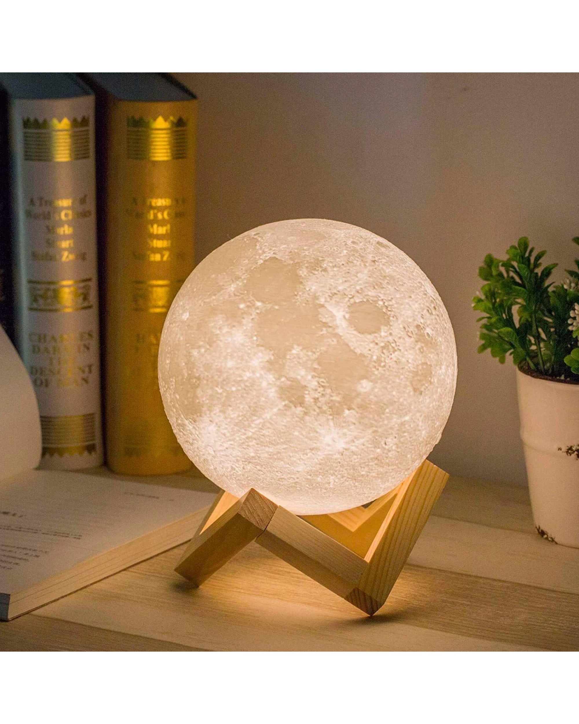 1 BR Home 3D Moon Lamp Night Light with Motion Sensor, 1 of 3