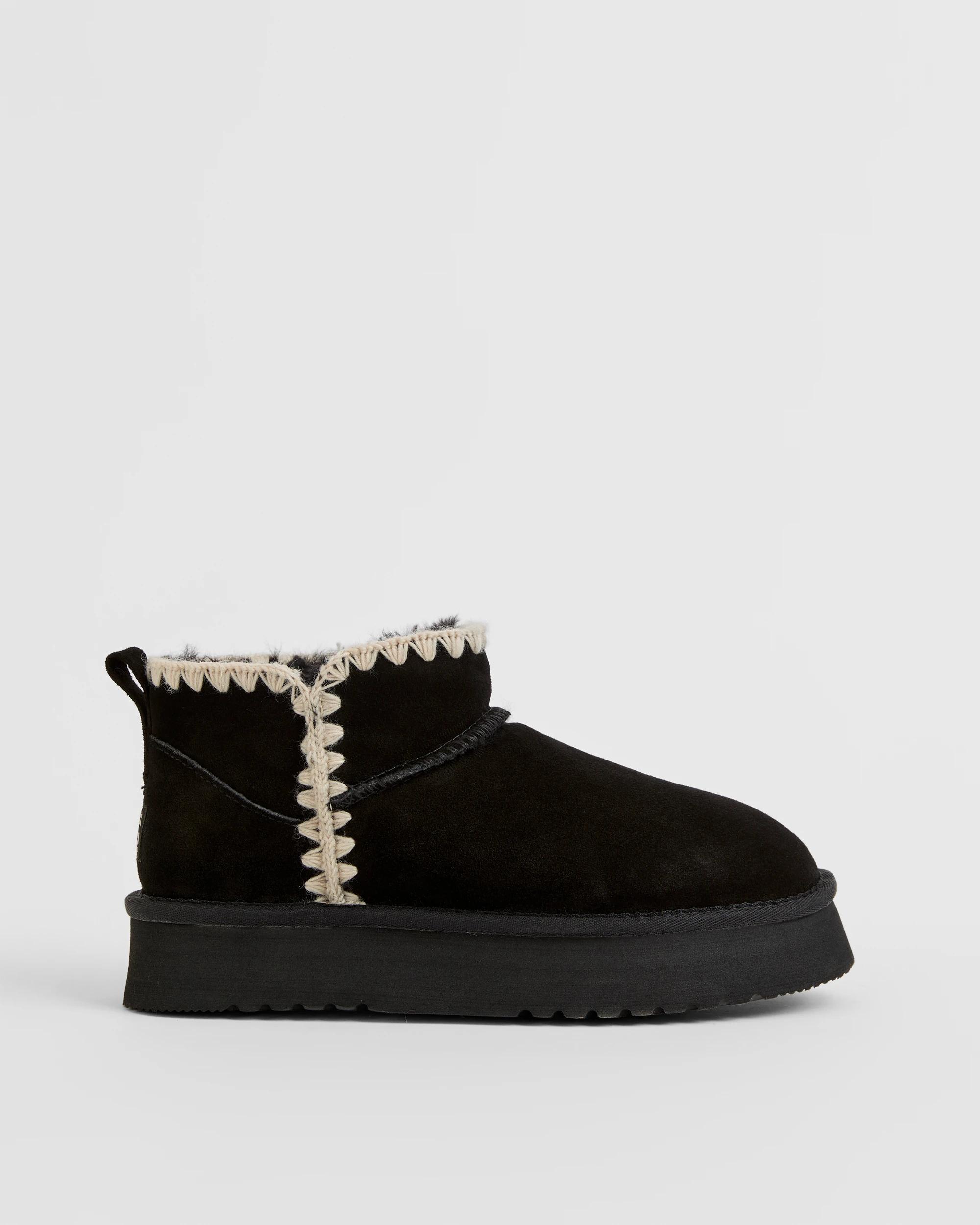 1 Australian Design Ugg Sheepskin and Leather Platform Pixie Boot BLACK, 1 of 3