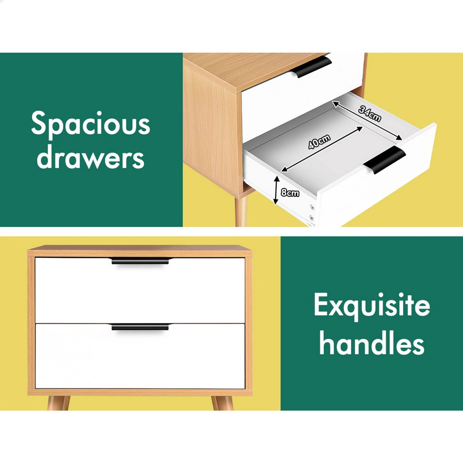 9 Alfordson Bedside Table Nightstand Side Storage Cabinet Scandinavian - Wood White, 9 of 10