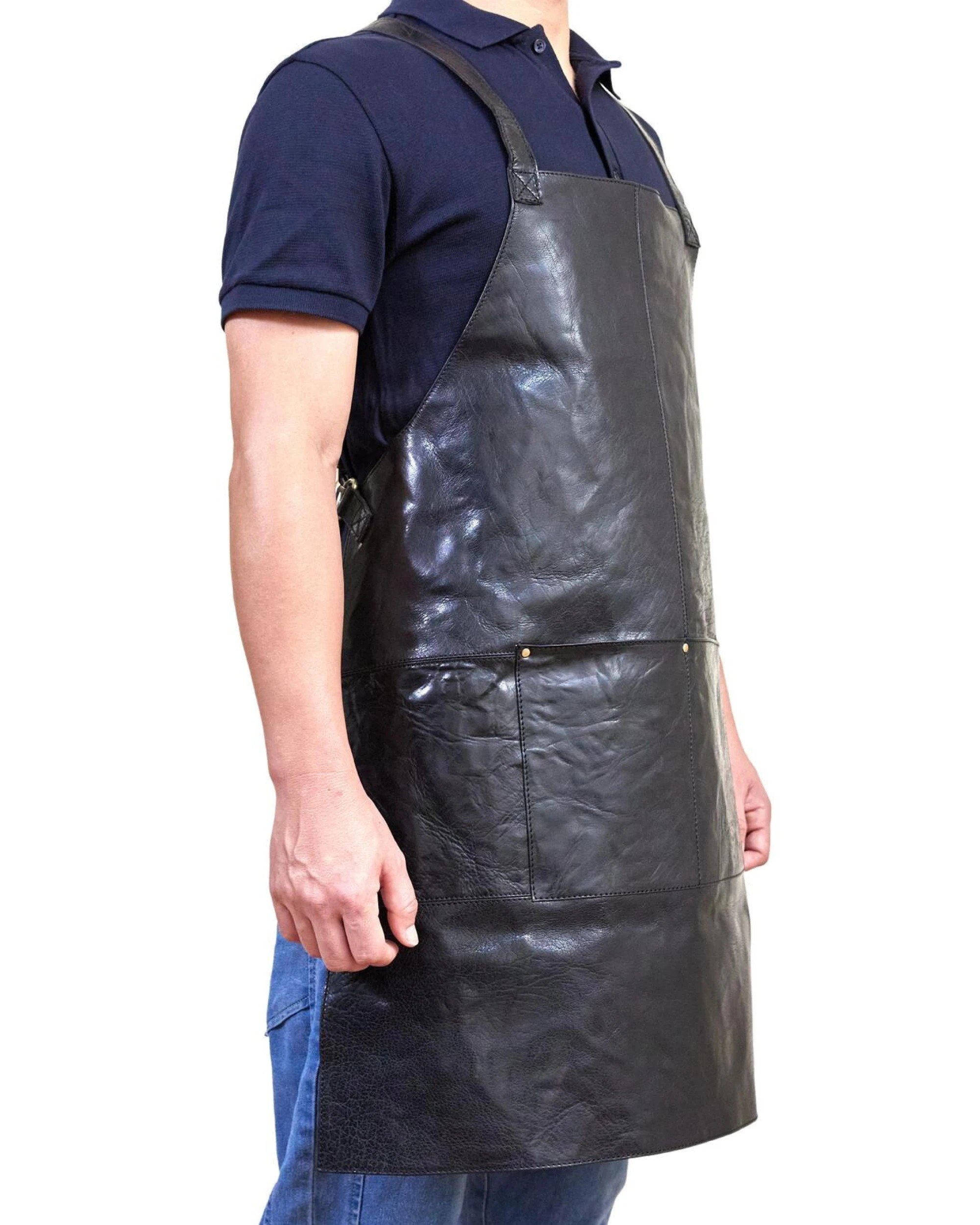 3 Pierre Cardin Professional Leather Apron Butcher Woodwork Hairdressing Barber Chef - Black, 3 of 10