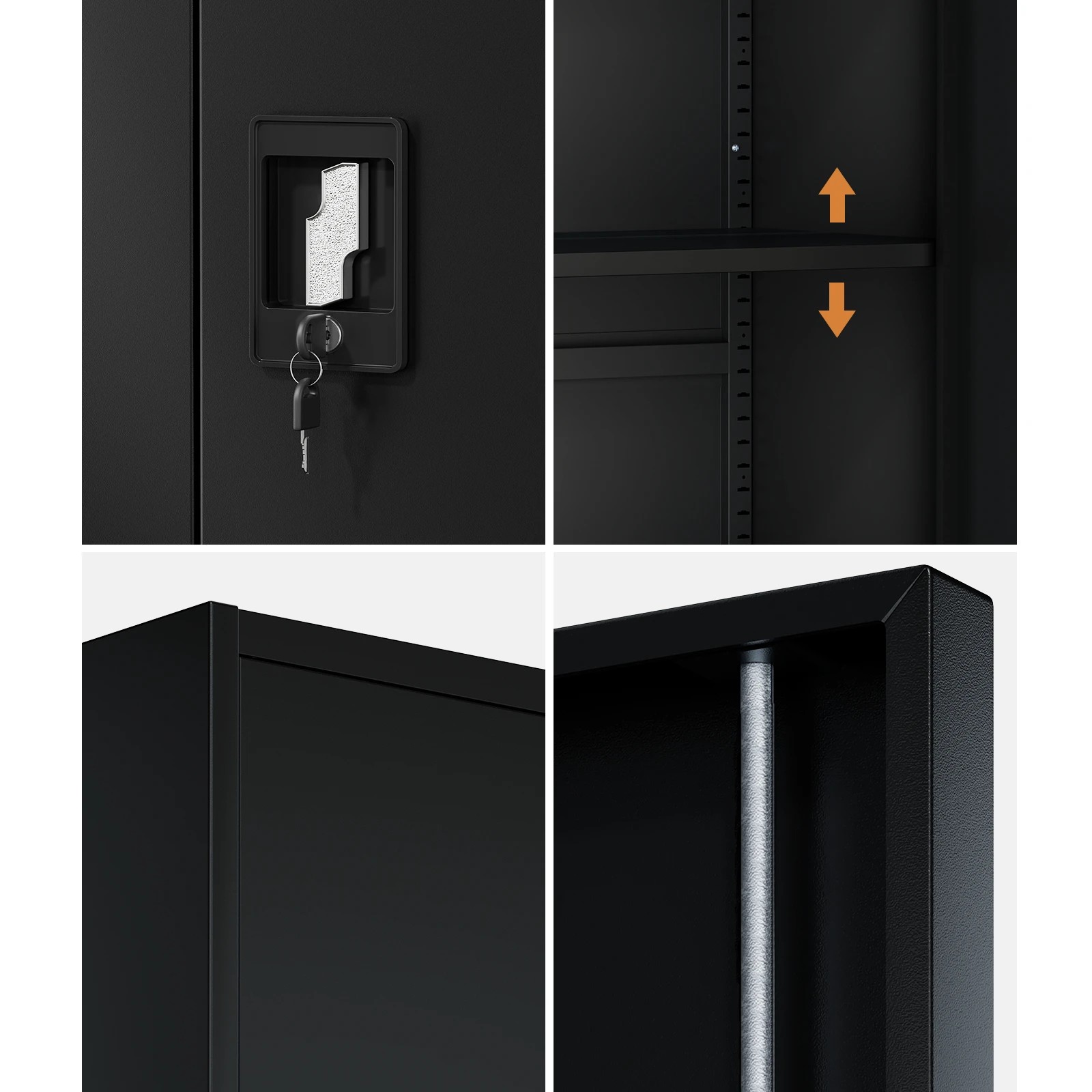 5 Oikiture Lockable Filing Cabinet 185cm Steel Office Document Storage - Black, 5 of 10