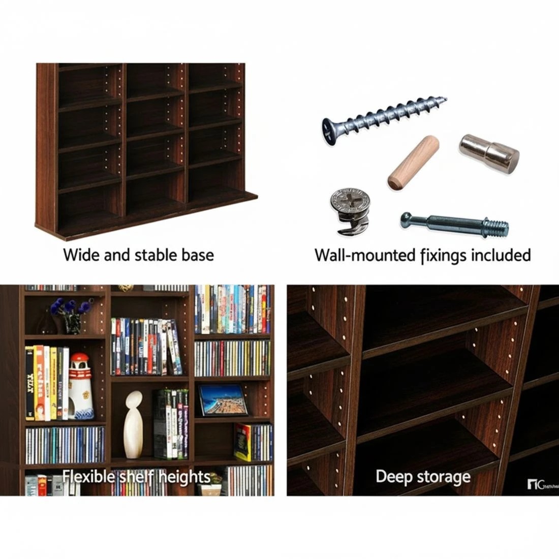 8 Artiss Bookshelf CD Storage Rack - Brown, 8 of 10