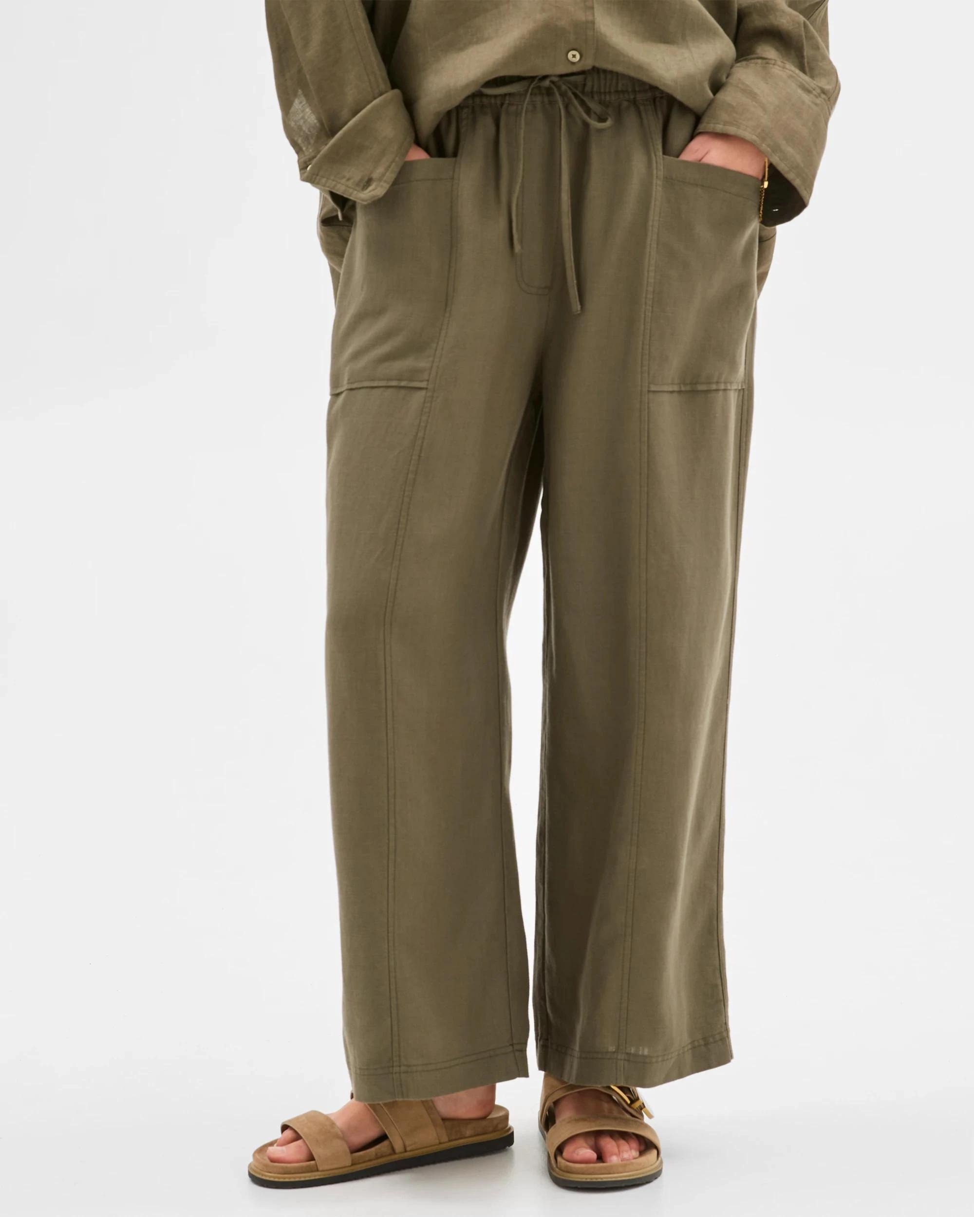 2 Target Linen Blend Patch Pocket Pants WILLOW GREEN, 2 of 5