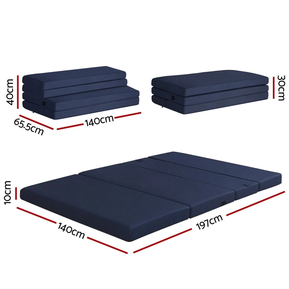 2 Giselle Foldable Mattress Folding Foam Mattresses Portable Floor Mat  Double - Double Bed - Blue, 2 of 9