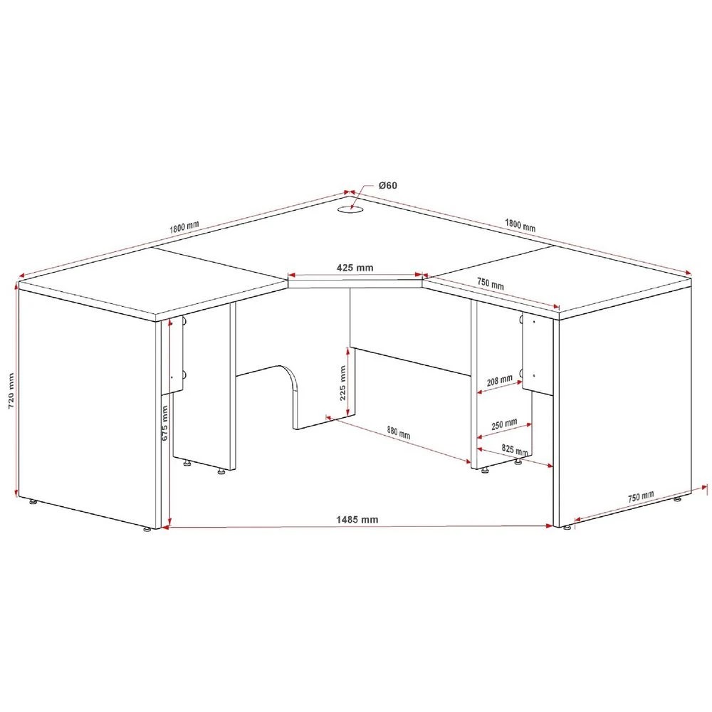 4 Velocity Workstation 1800 x 750mm White and Ironstone Desks, Tables and Workstations, 4 of 5