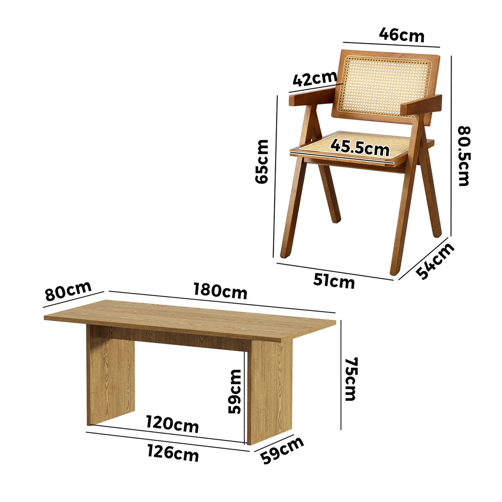 9 Oikiture 180cm Rectangular Dining Table With 4pcs Dining Chairs Wooden Walnut
 - Natural, 9 of 10