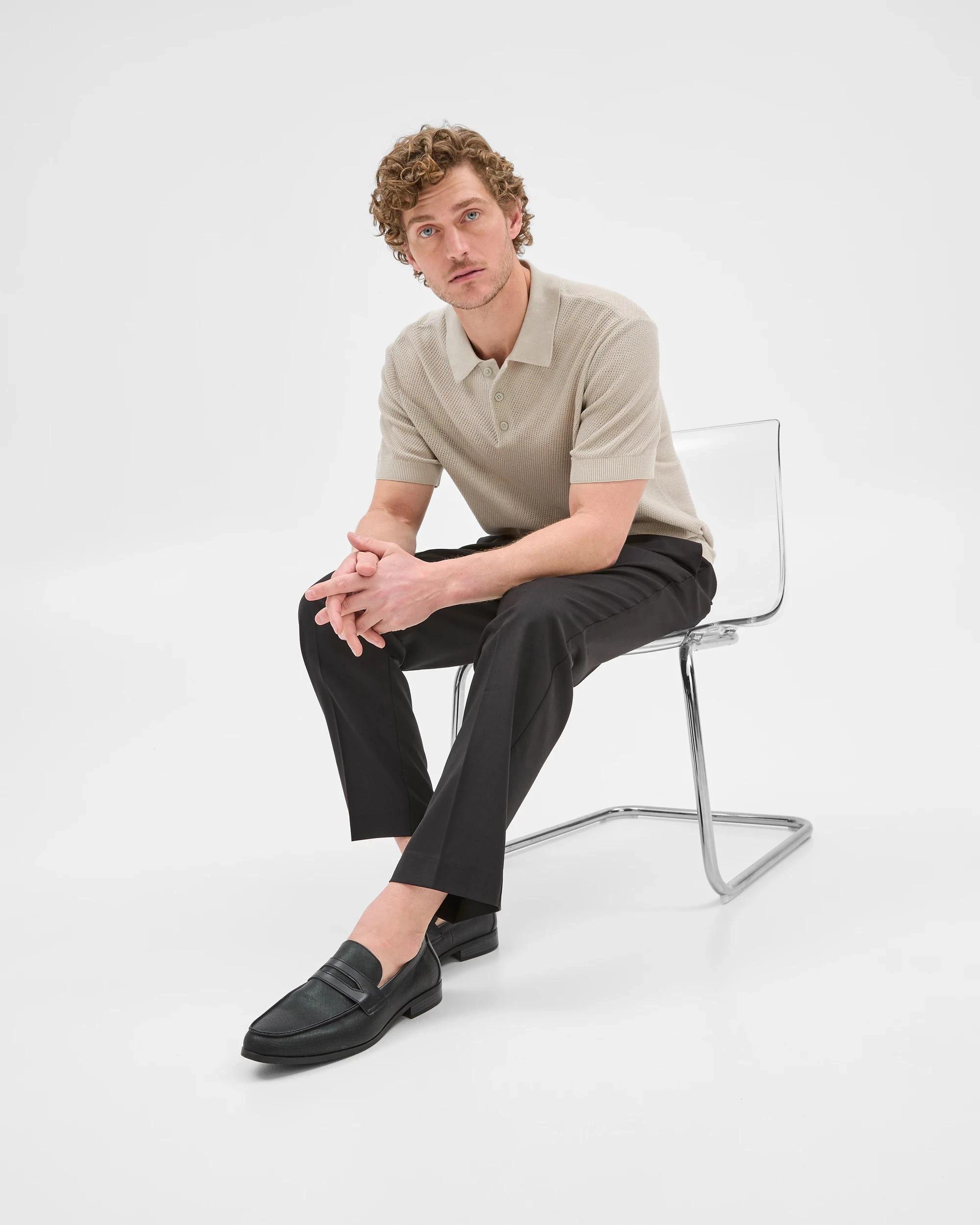 3 Australian Cotton Blend Knit Polo Top - Preview MOONSTRUCK, 3 of 7