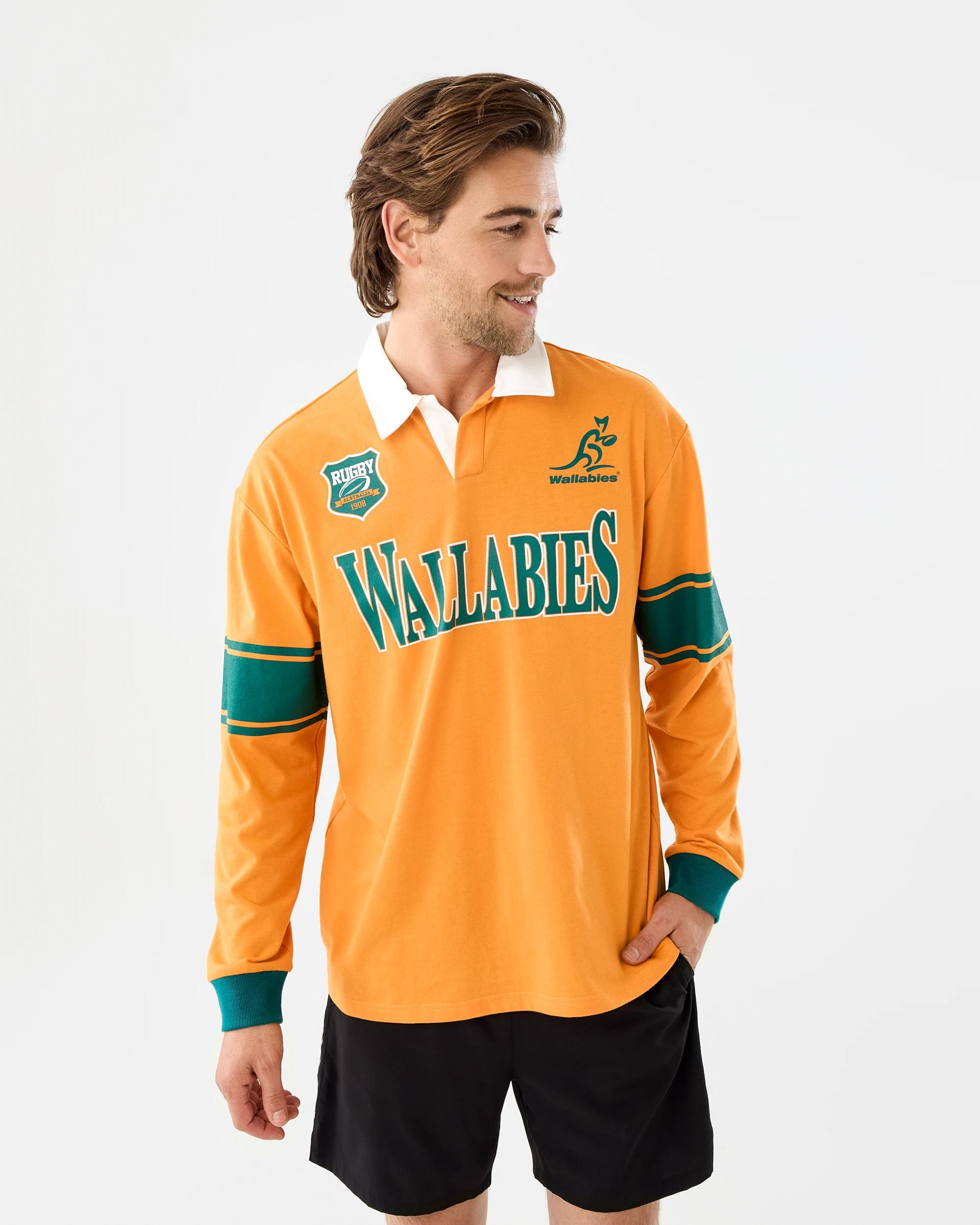 1 Wallabies Rugby Adult Long Sleeve T-shirt Yellow, 1 of 6