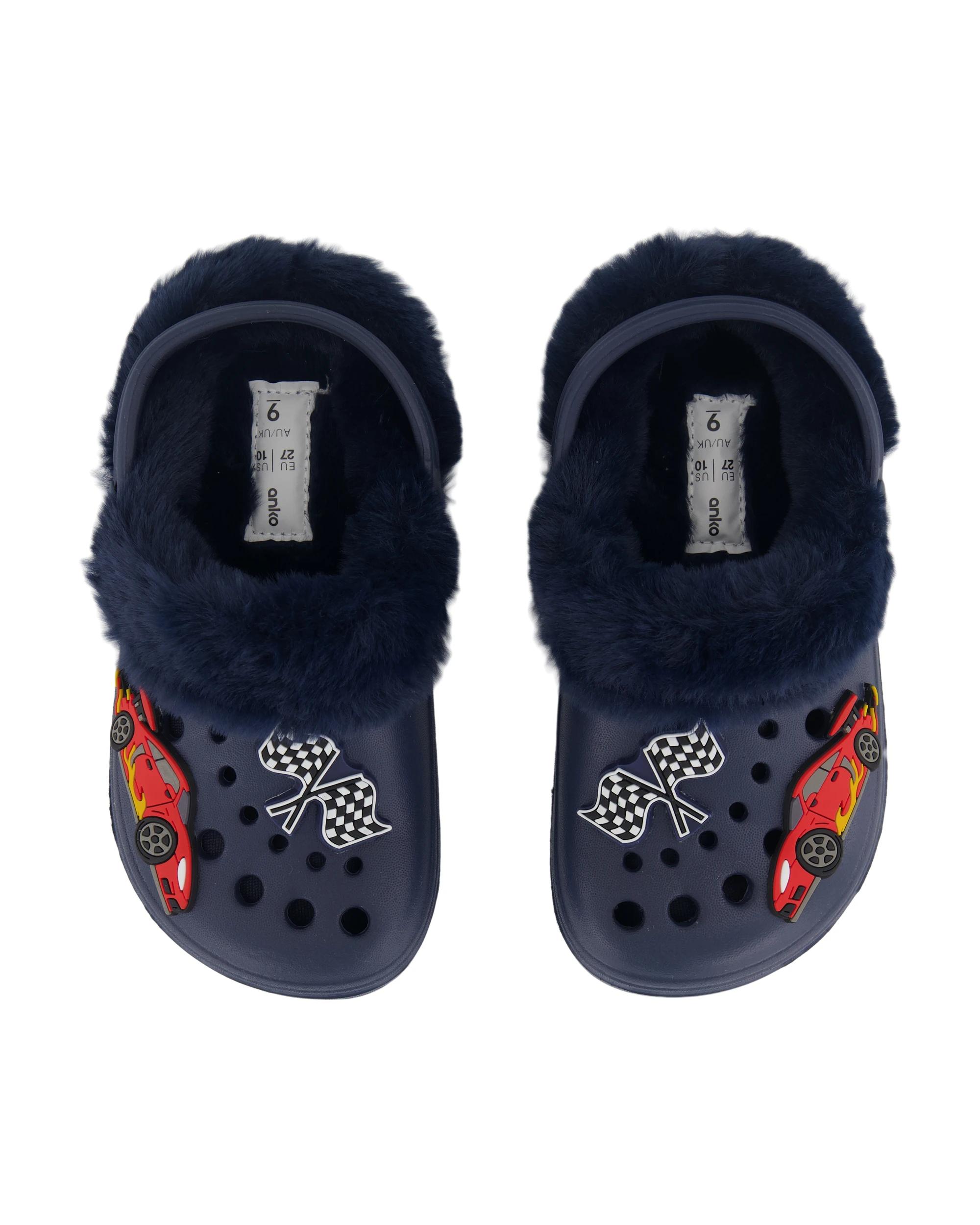 2 Junior Faux Fur Lined Clogs Navy Car, 2 of 3