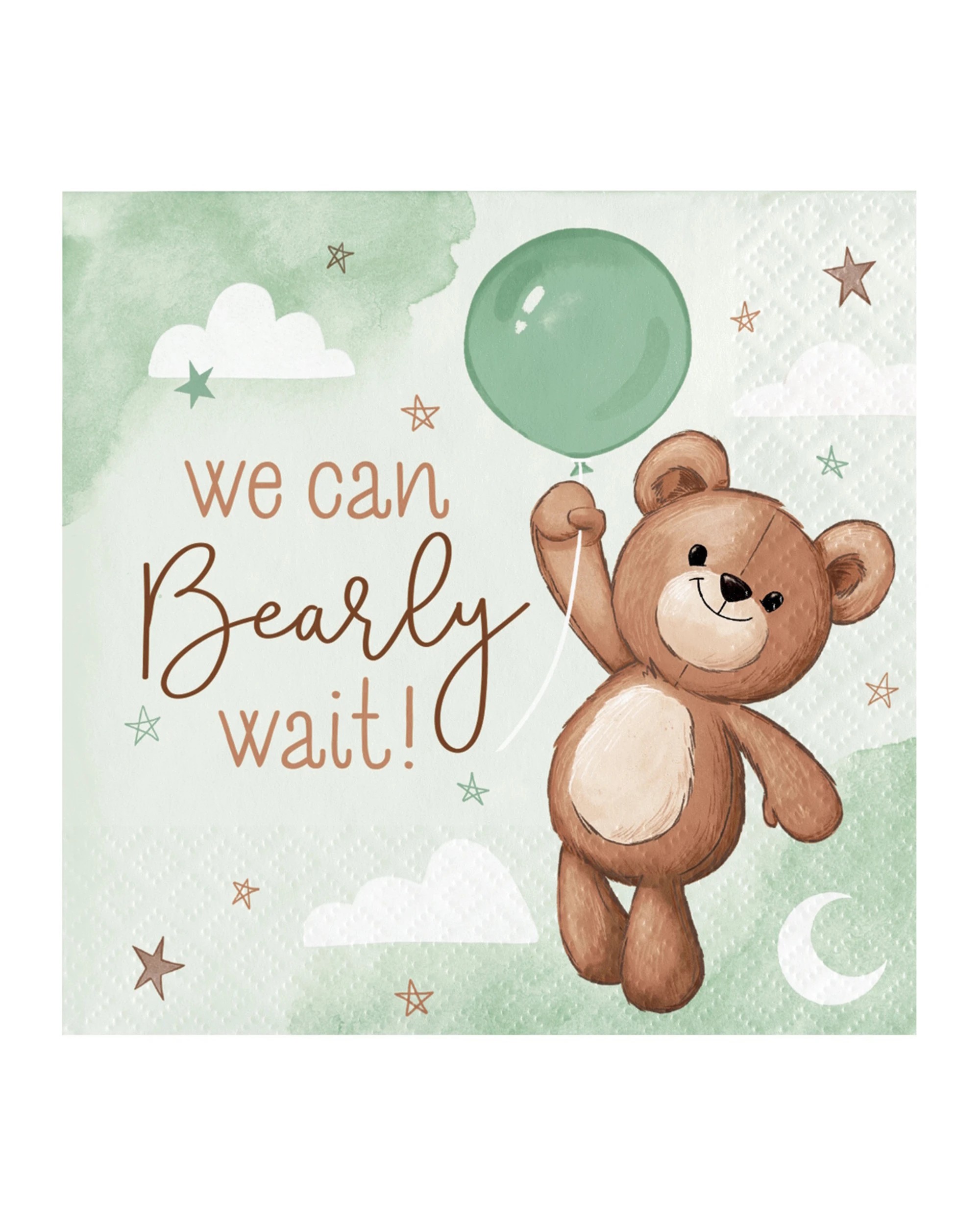1 Creative Converting Teddy Bear Dreams Baby Shower Small Napkins Serviettes Pack of 16, 1 of 1