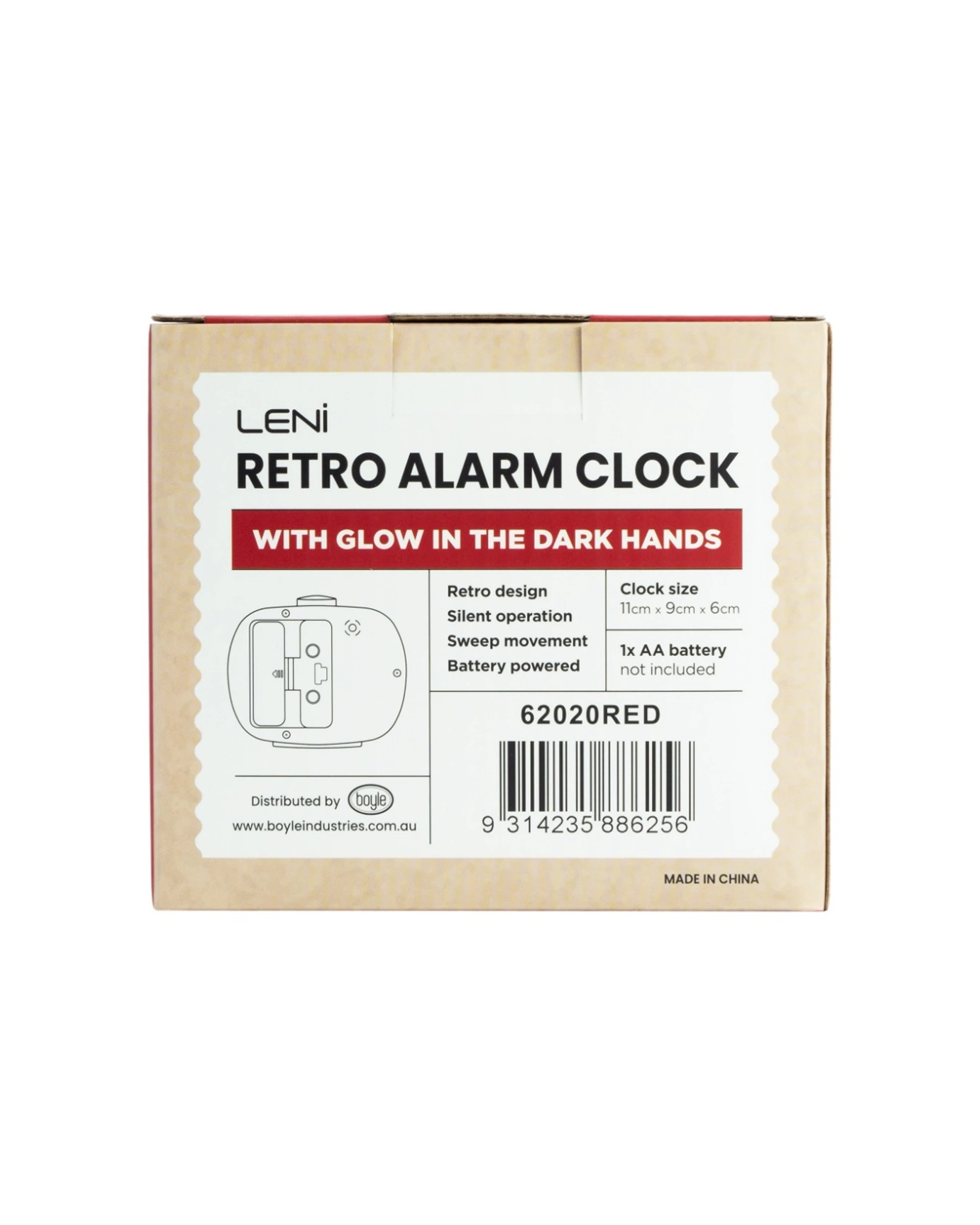 7 Leni Retro 9cm Alarm Clock Luminescent Hands Audible Beep-Beep Alarm - Red, 7 of 8