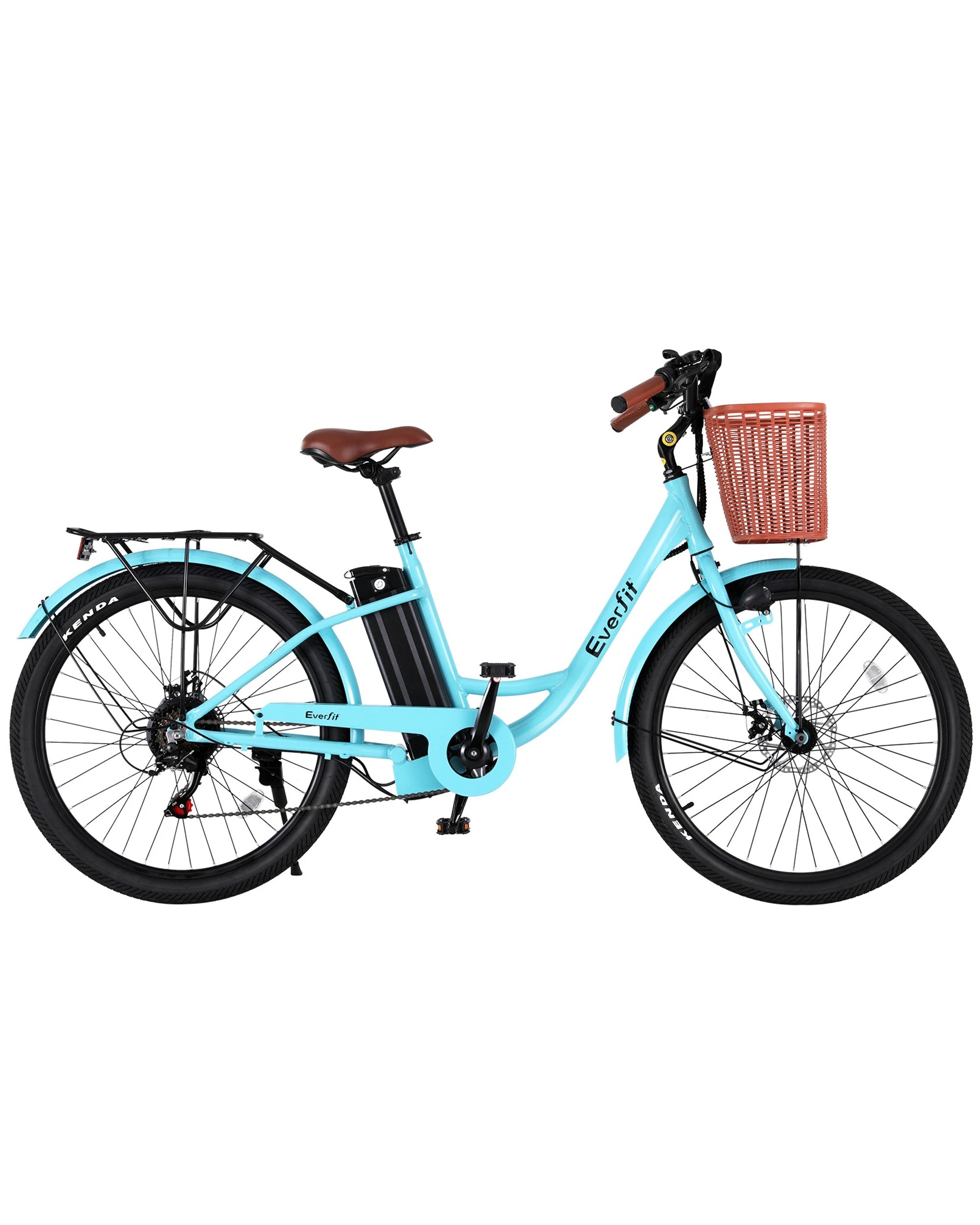 1 Everfit 26" Electric Bike City Bicycle eBike e-Bike Commuter w/ Battery - Blue, 1 of 6
