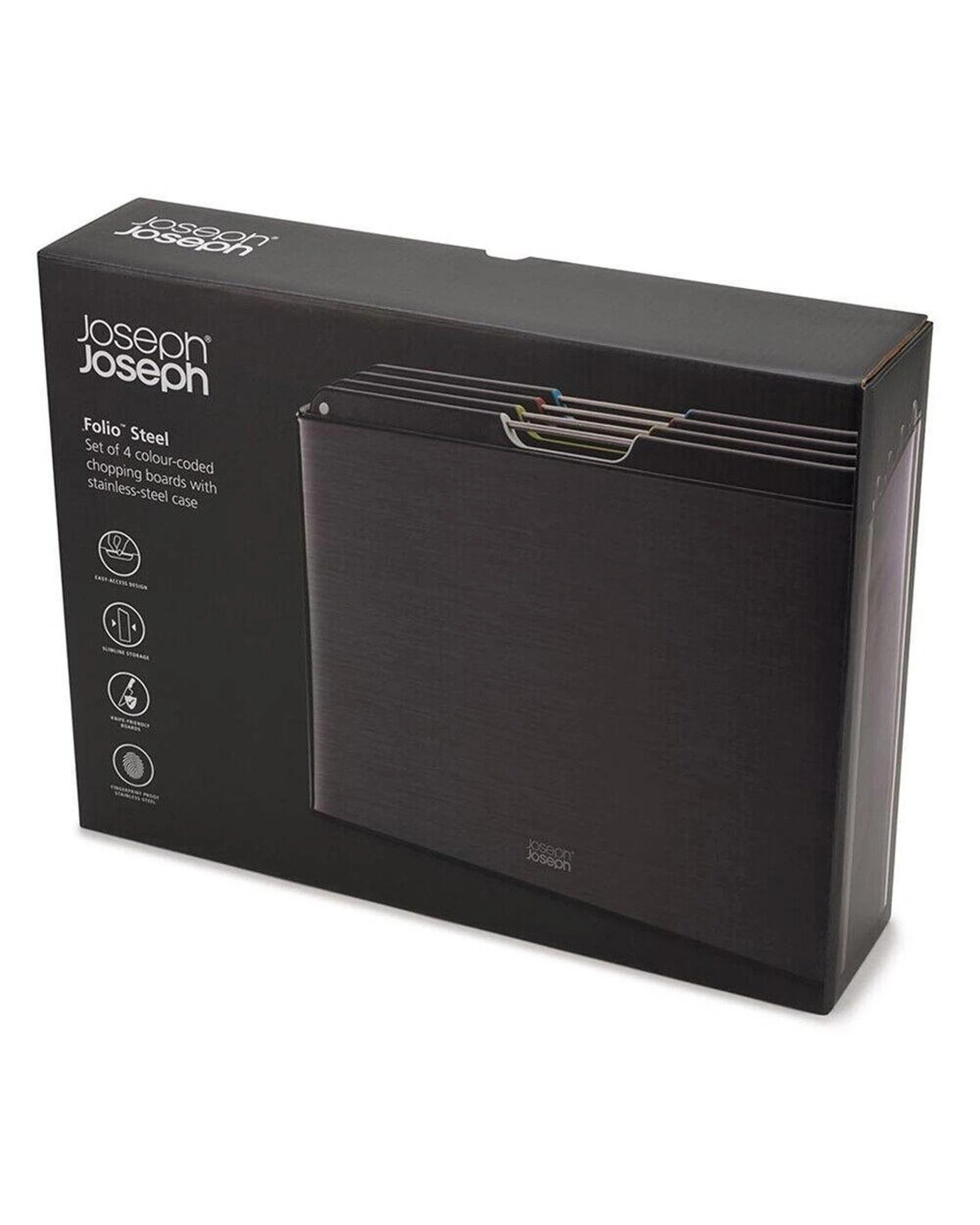 8 Joseph Joseph Folio 4 Piece Steel Chopping Board Set Carbon Black 60171, 8 of 9
