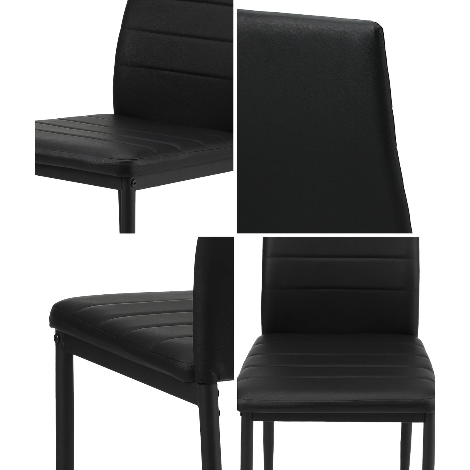 4 Oikiture 4pcs Dining Chairs High-back Kitchen Chair Padded Faux Leather
 - Black, 4 of 10