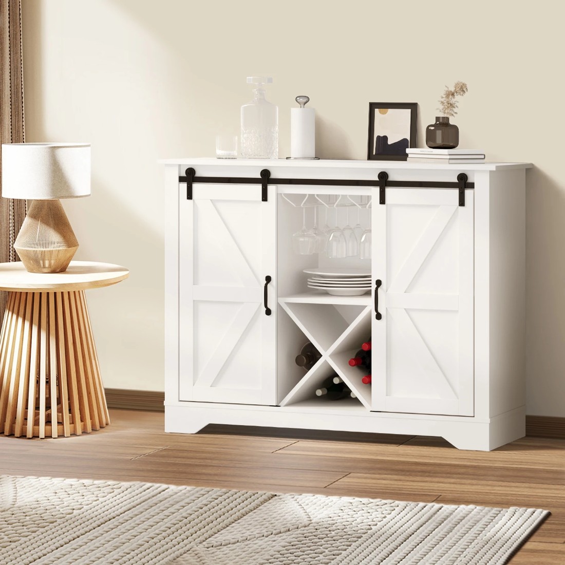 3 Oikiture Sideboard Buffet Wine Rack 5 Shelves
 - White, 3 of 10