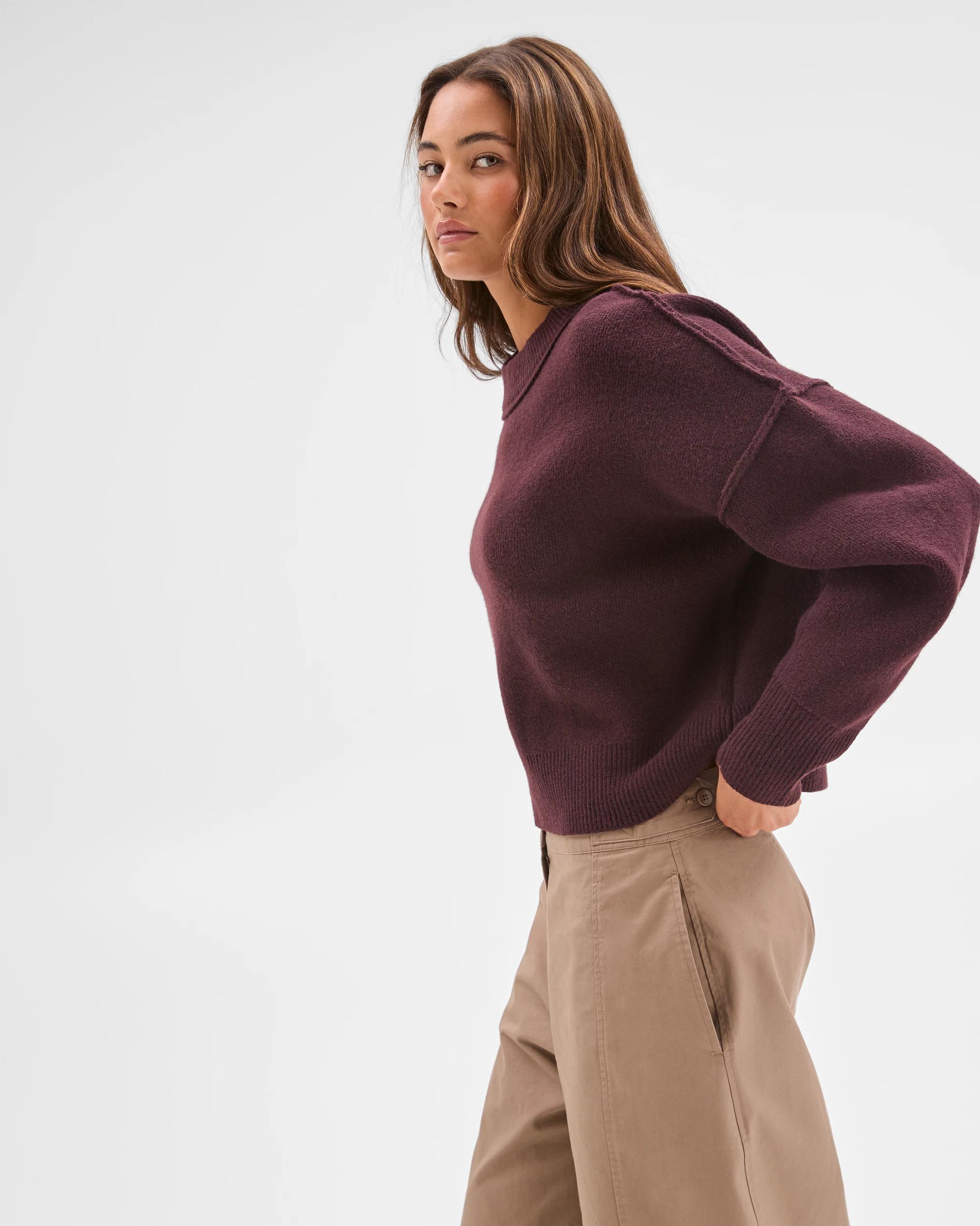 1 Lily Loves Sleeve Detail Knit Jumper FUDGE, 1 of 6