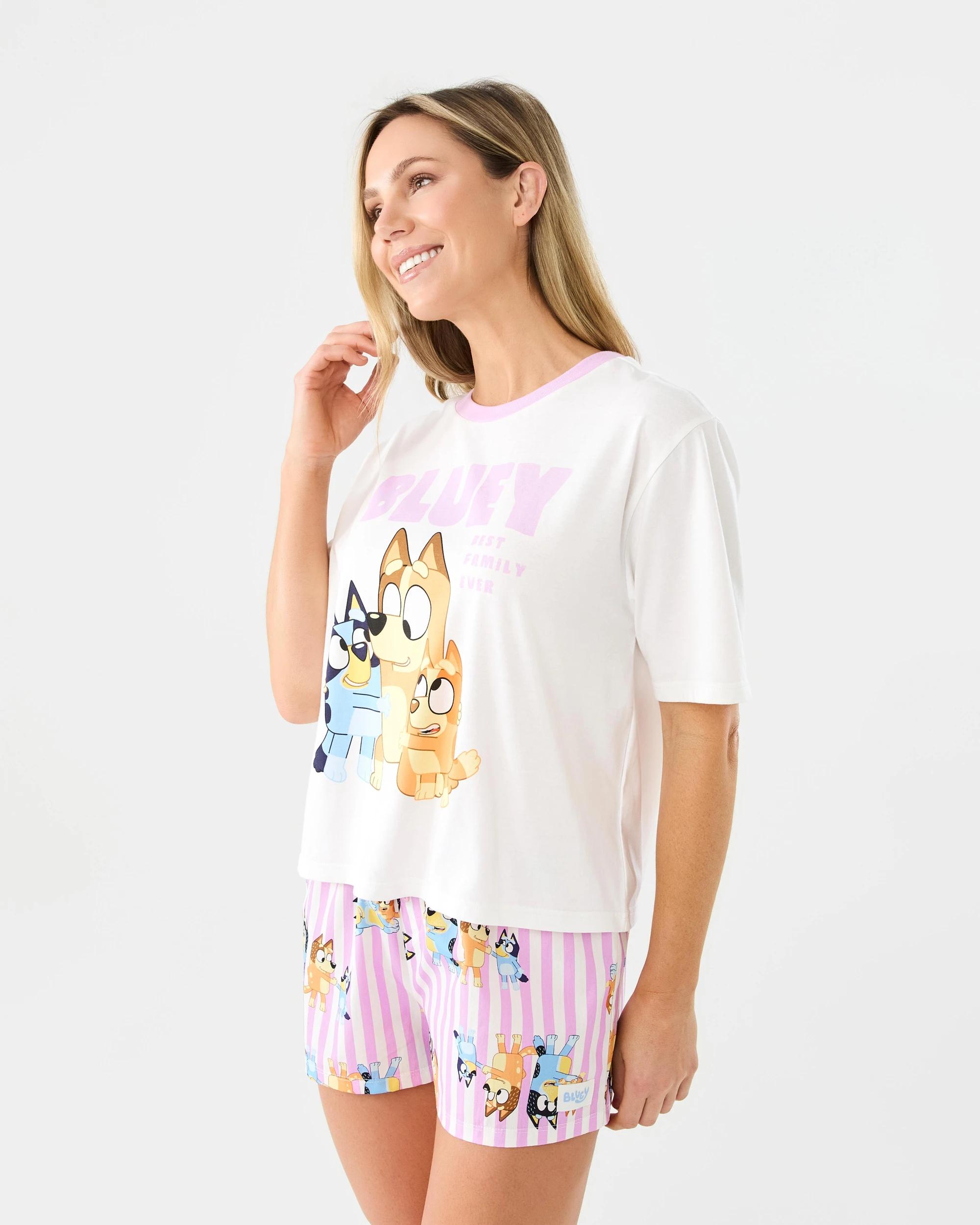 3 Bluey License Short Sleeve Cotton Knit Top and Woven Shorts Family Matching Pyjama Set Bluey, 3 of 9