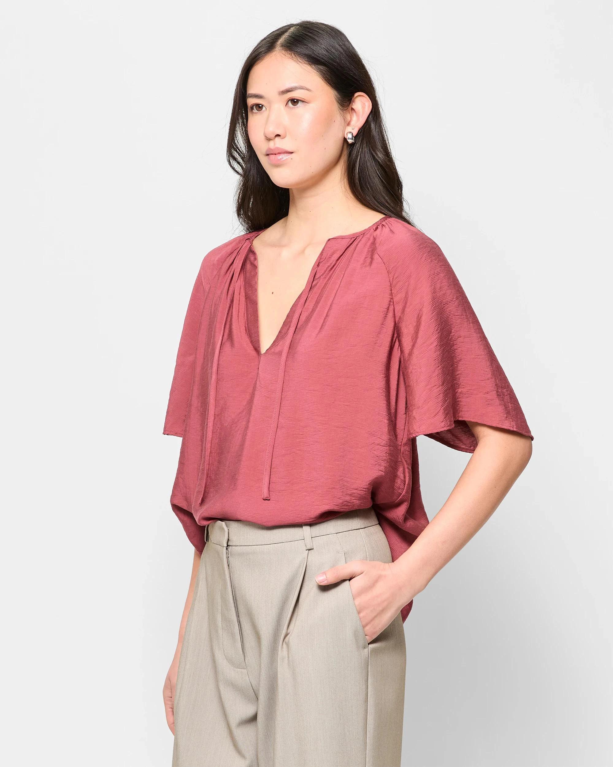 3 Flutter Sleeve Blouse - Preview TERRACOTTA, 3 of 5