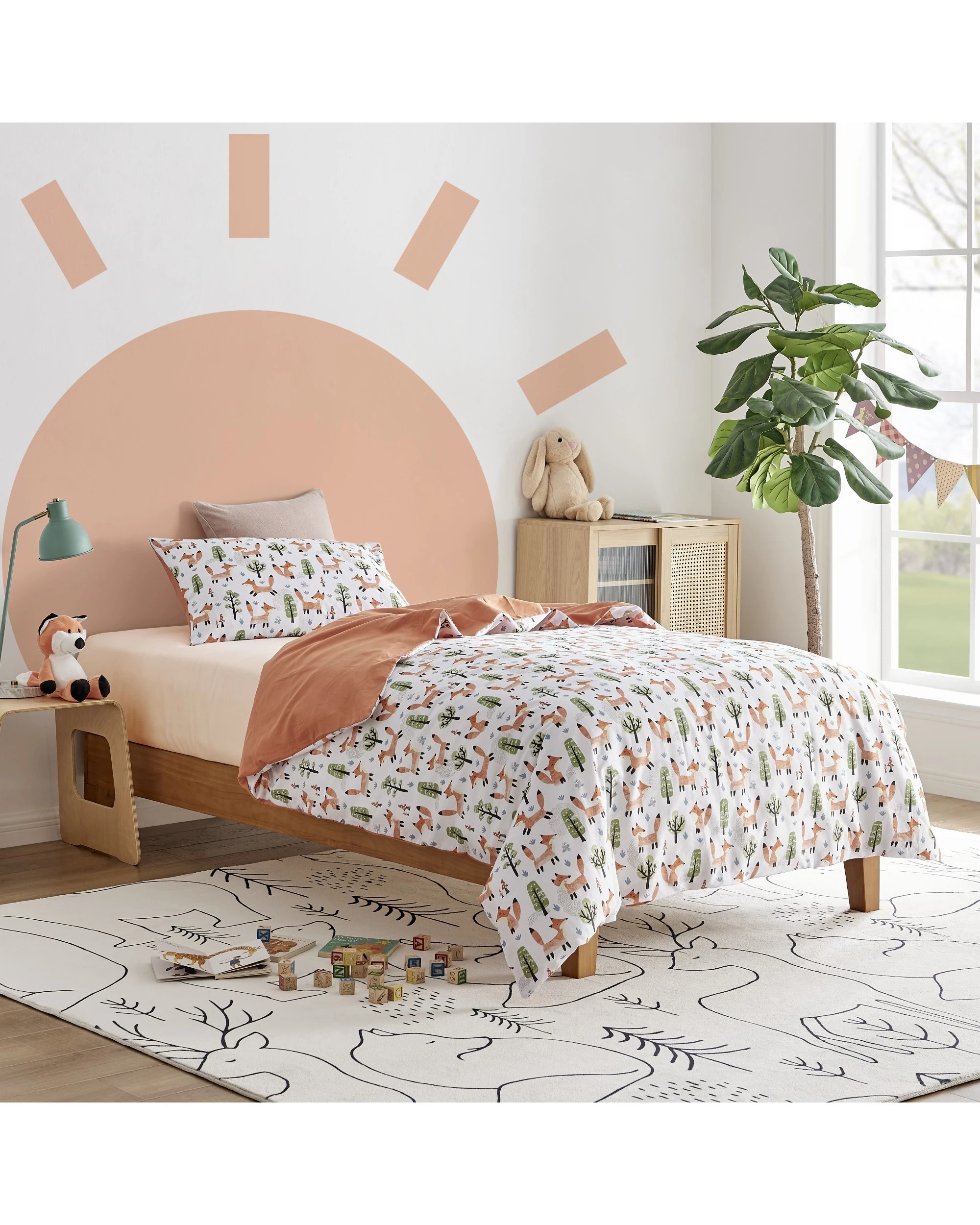 2 Jack & Ava Quilt Cover Set Shy Fox - Double Bed - Animal Print, 2 of 9