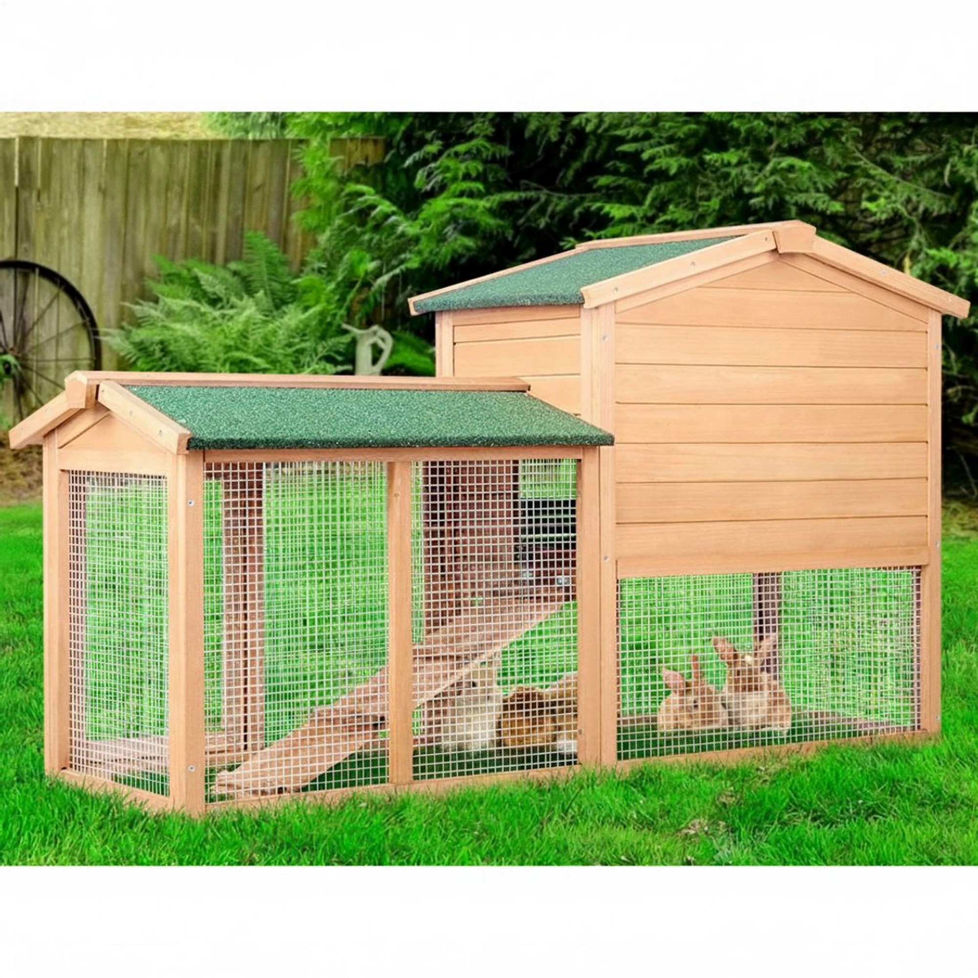 6 i.Pet Chicken Coop Rabbit Hutch Large House Run Cage - Brown, 6 of 9
