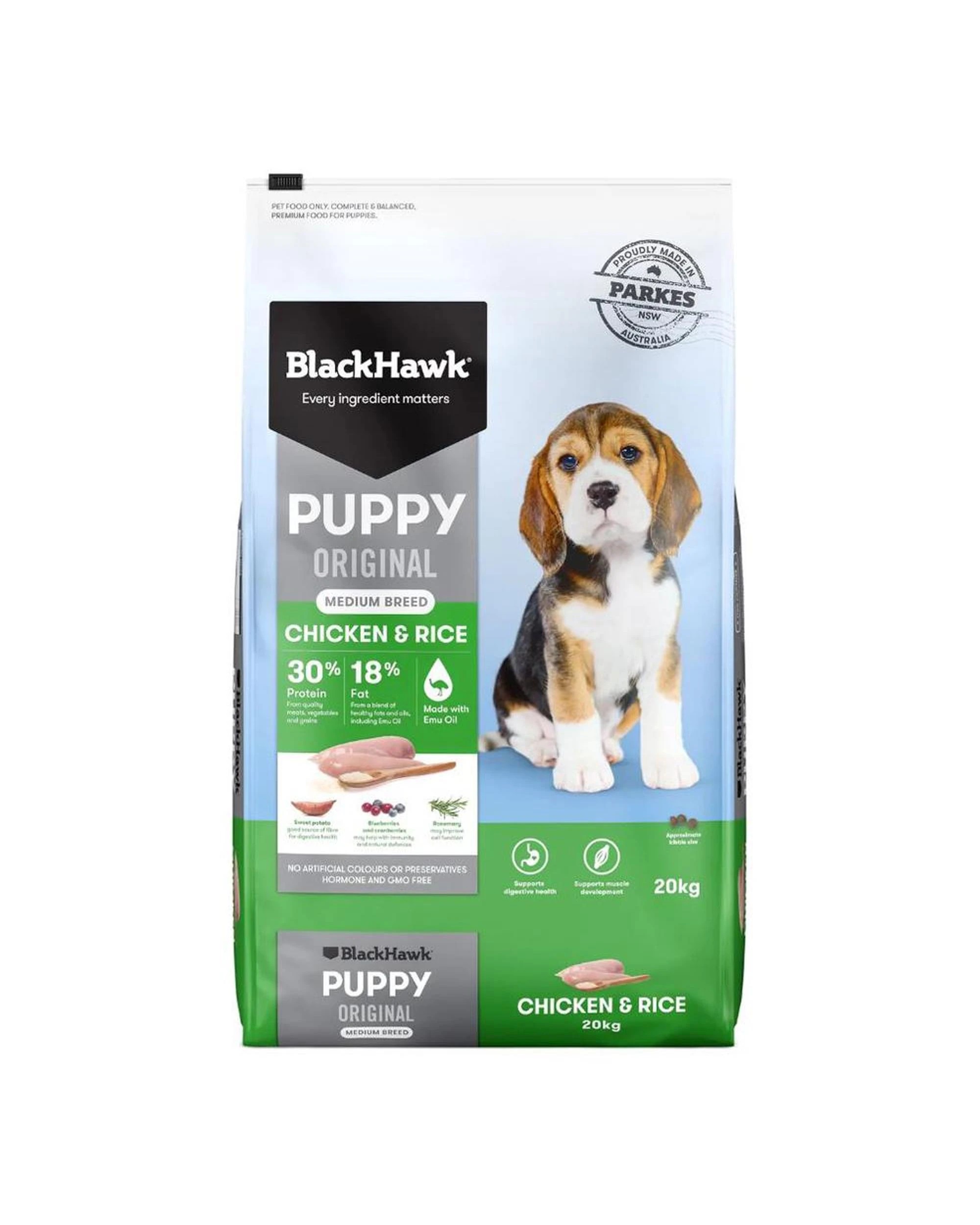 1 Black Hawk Puppy Medium Breed Original Dry Dog Food Chicken & Rice 20kg, 1 of 9