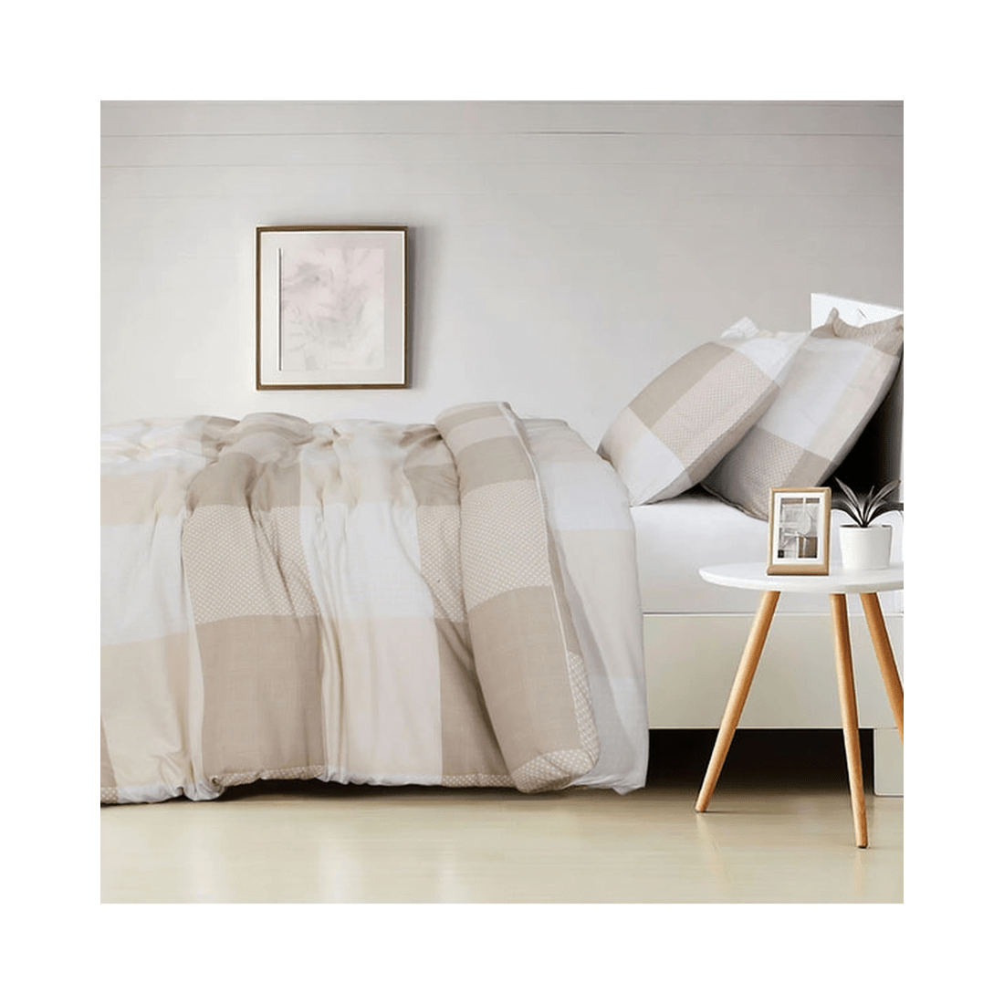 2 Amsons Beige Check Quilt Cover Set - Double?Brushed Microfiber, King Single
 - King Single Bed
 - pattern, 2 of 6