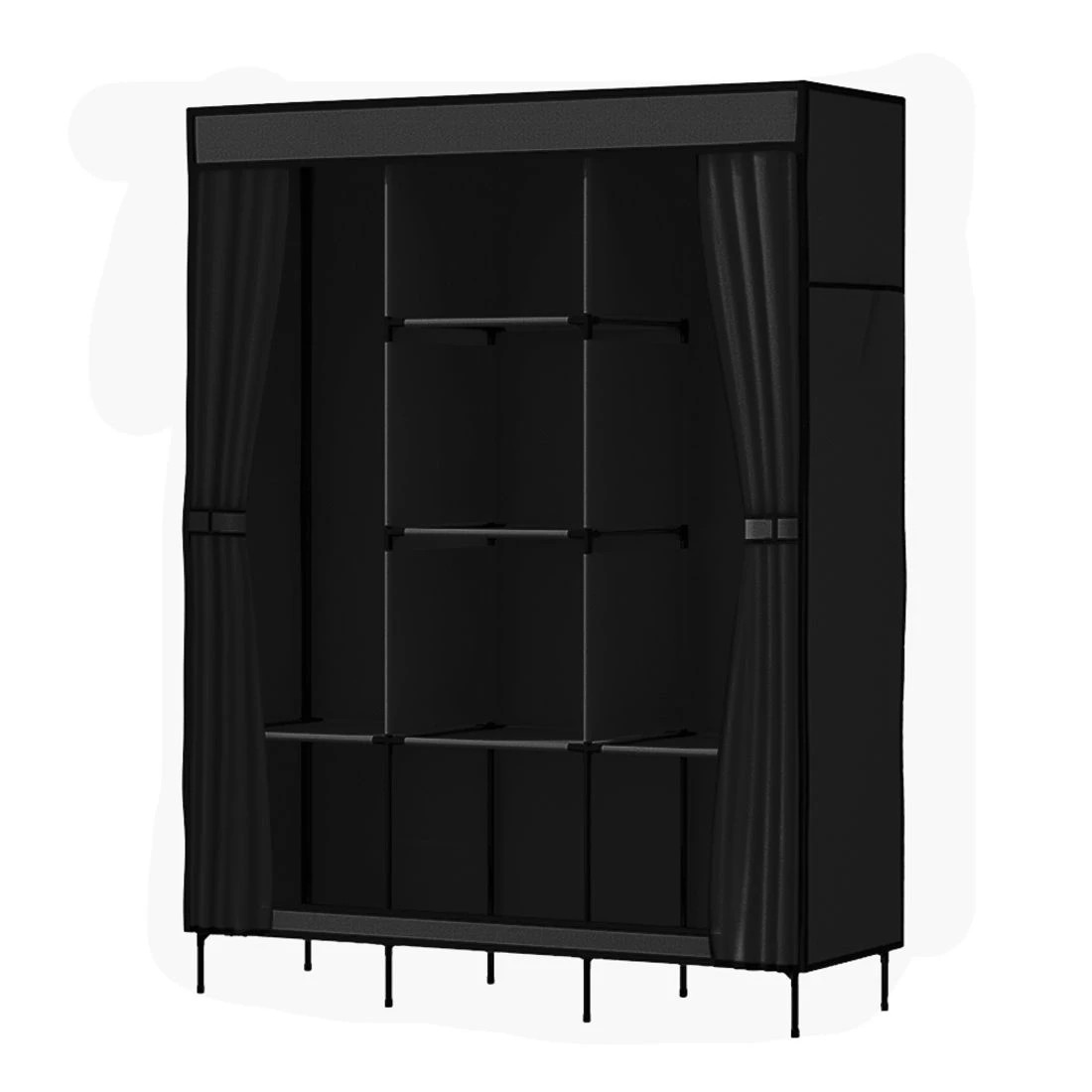 3 Artiss Portable Clothes Closet Large Wardrobe With Shelf Hanging Storage Dustproof Space Saving Easy Assembly - Black, 3 of 8