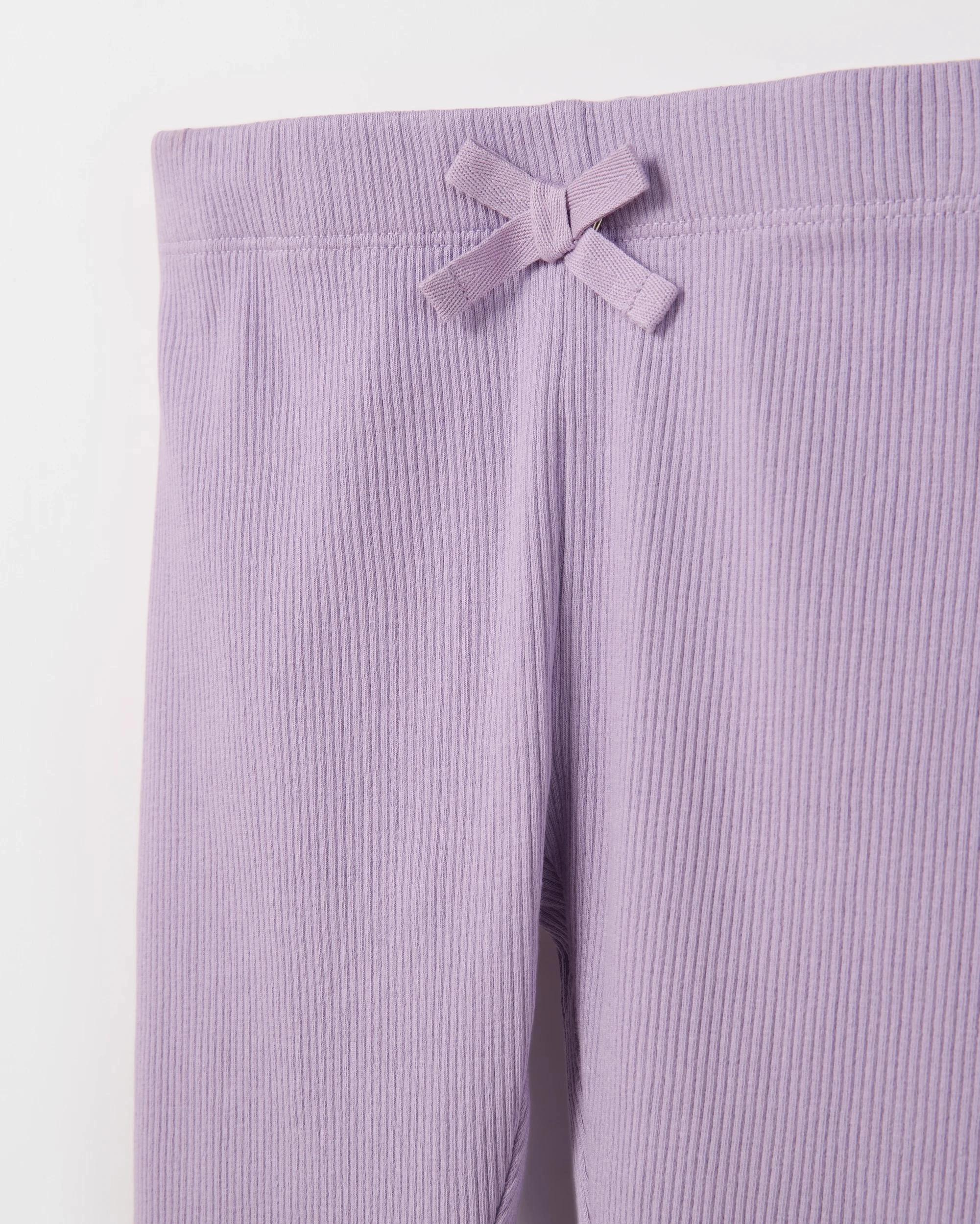 2 Target Kids Australian Cotton Blend Bow Lace Rib Leggings PURPLE, 2 of 2