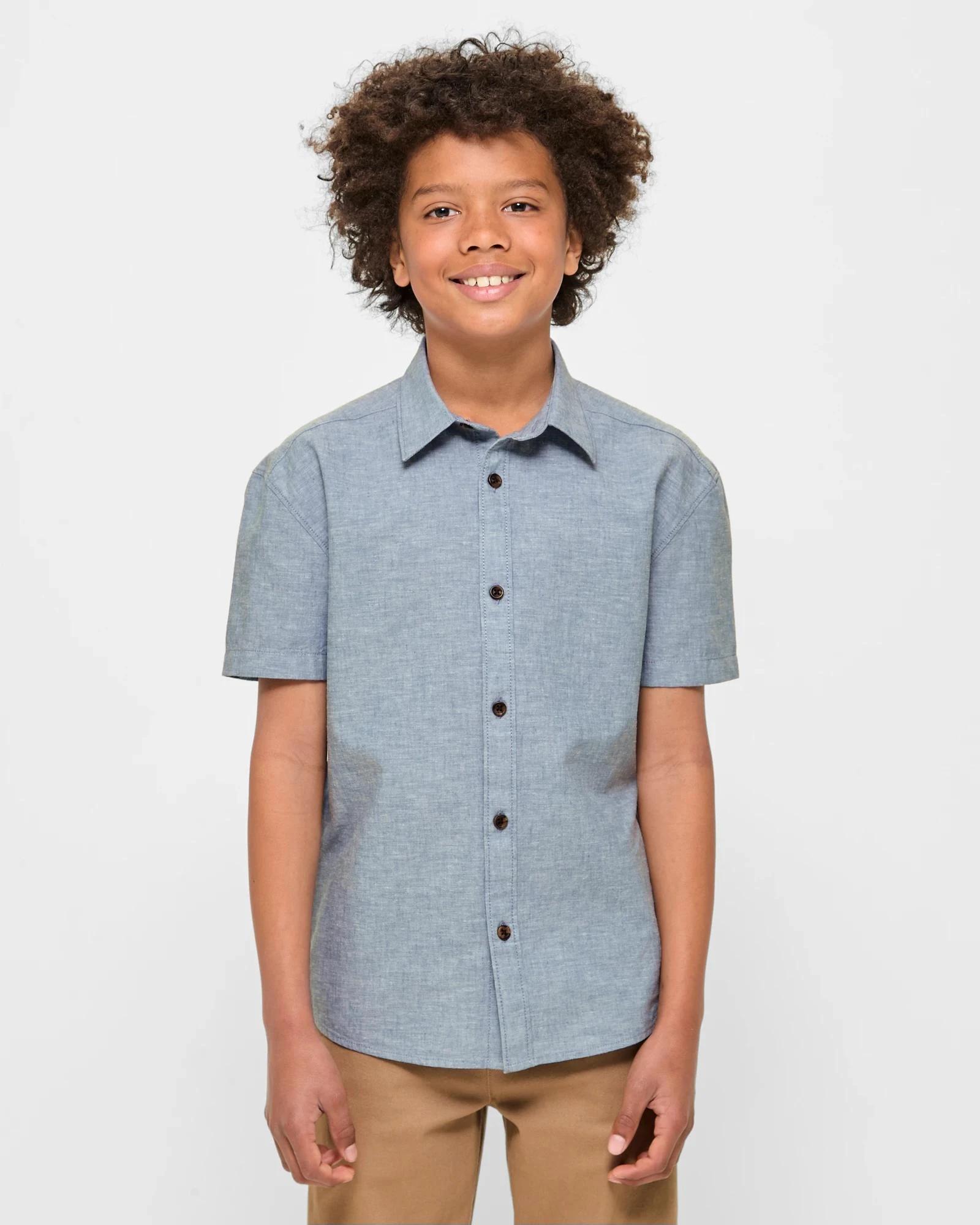 1 Target Linen Blend Short Sleeve Shirt NAVY BLUE, 1 of 5