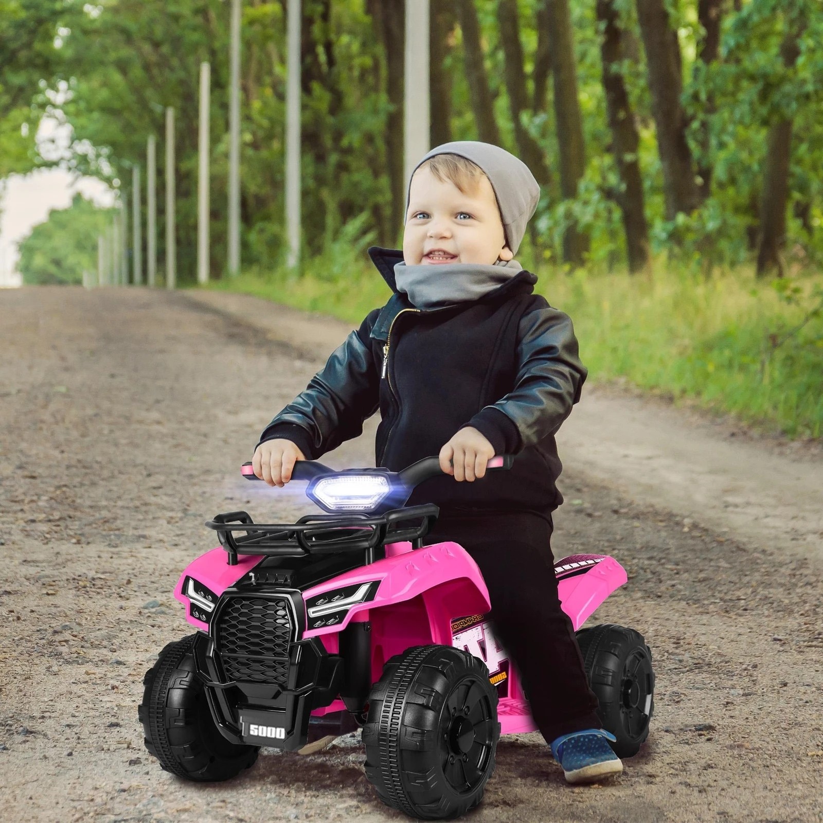 6 Alfordson Kids Ride On Car Electric ATV Toy 25W Motor W/ USB MP3 LED Lights - Pink, 6 of 10