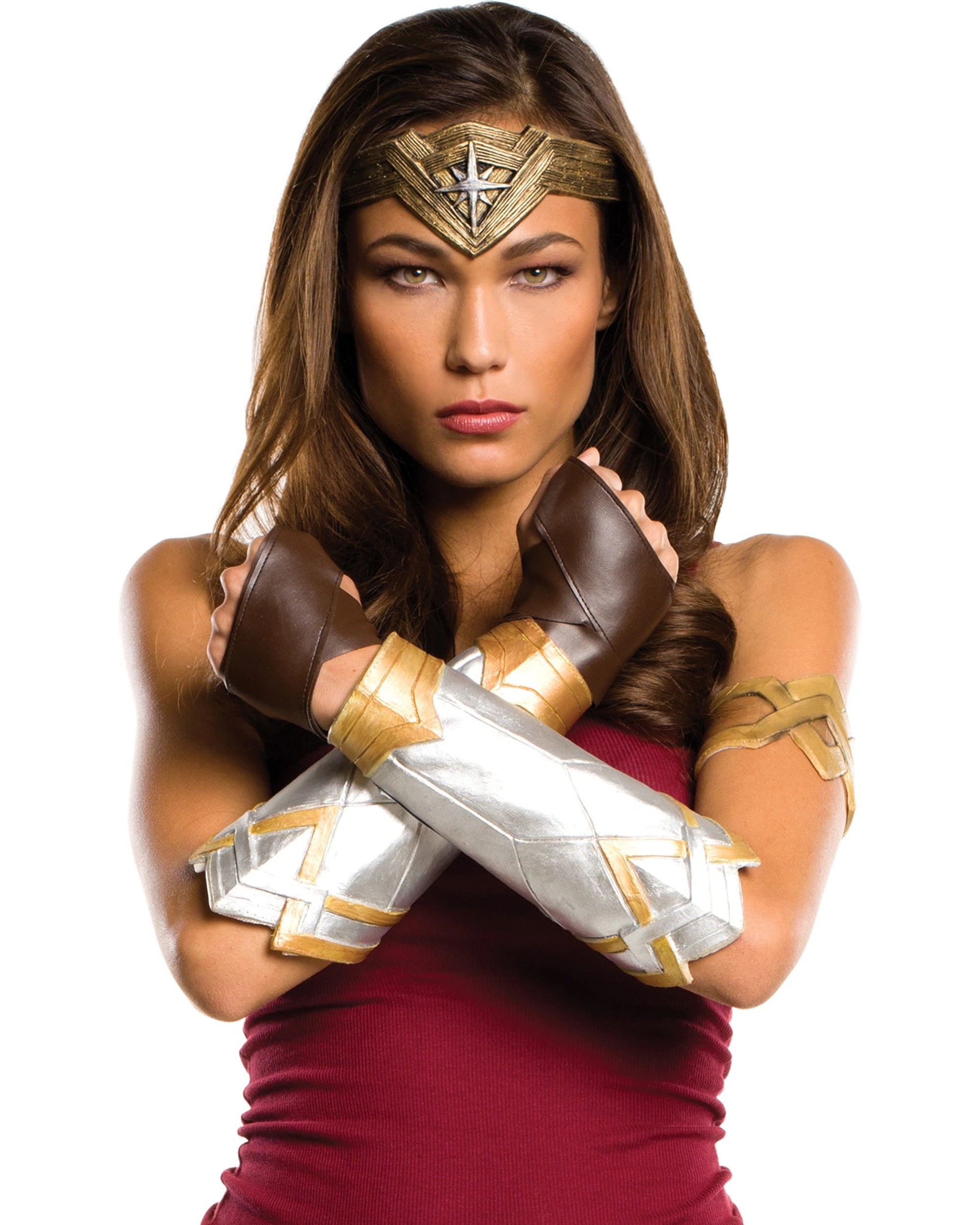 1 DC Comics Wonder Woman Deluxe Adult Gauntlets Glovelets Tiara Accessory Set - Multi, 1 of 3