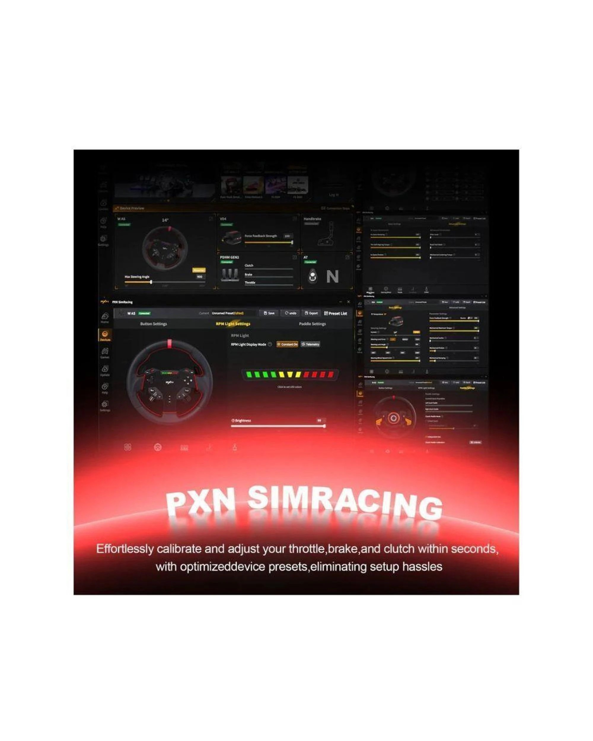 8 PXN VD4 Bundle F Direct Drive Racing Wheel with 4Nm Torque Pedals and LED RPM for PC Sim Racing, 8 of 10