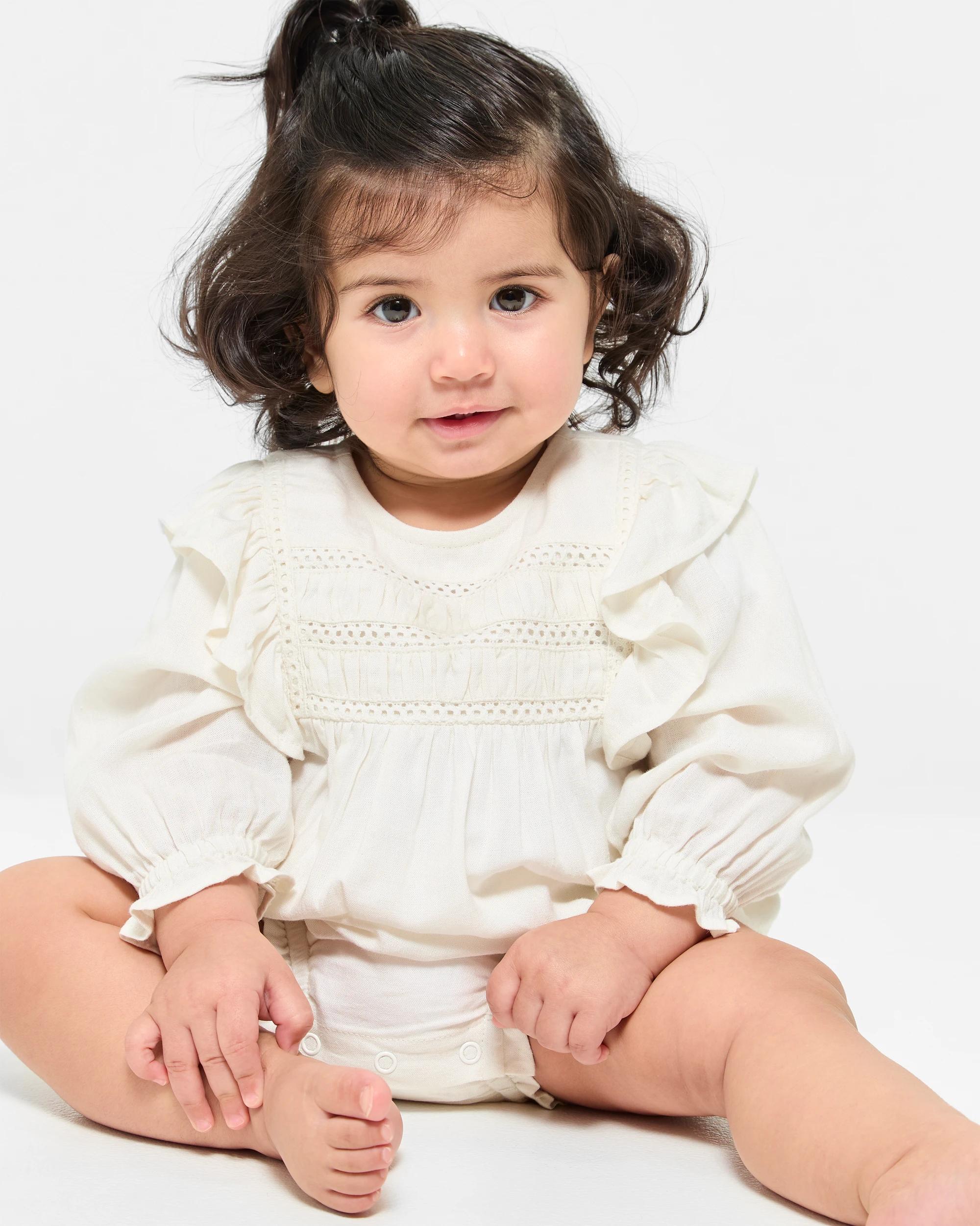 1 Target Baby Girls Peasant Bodysuit CREAM, 1 of 4