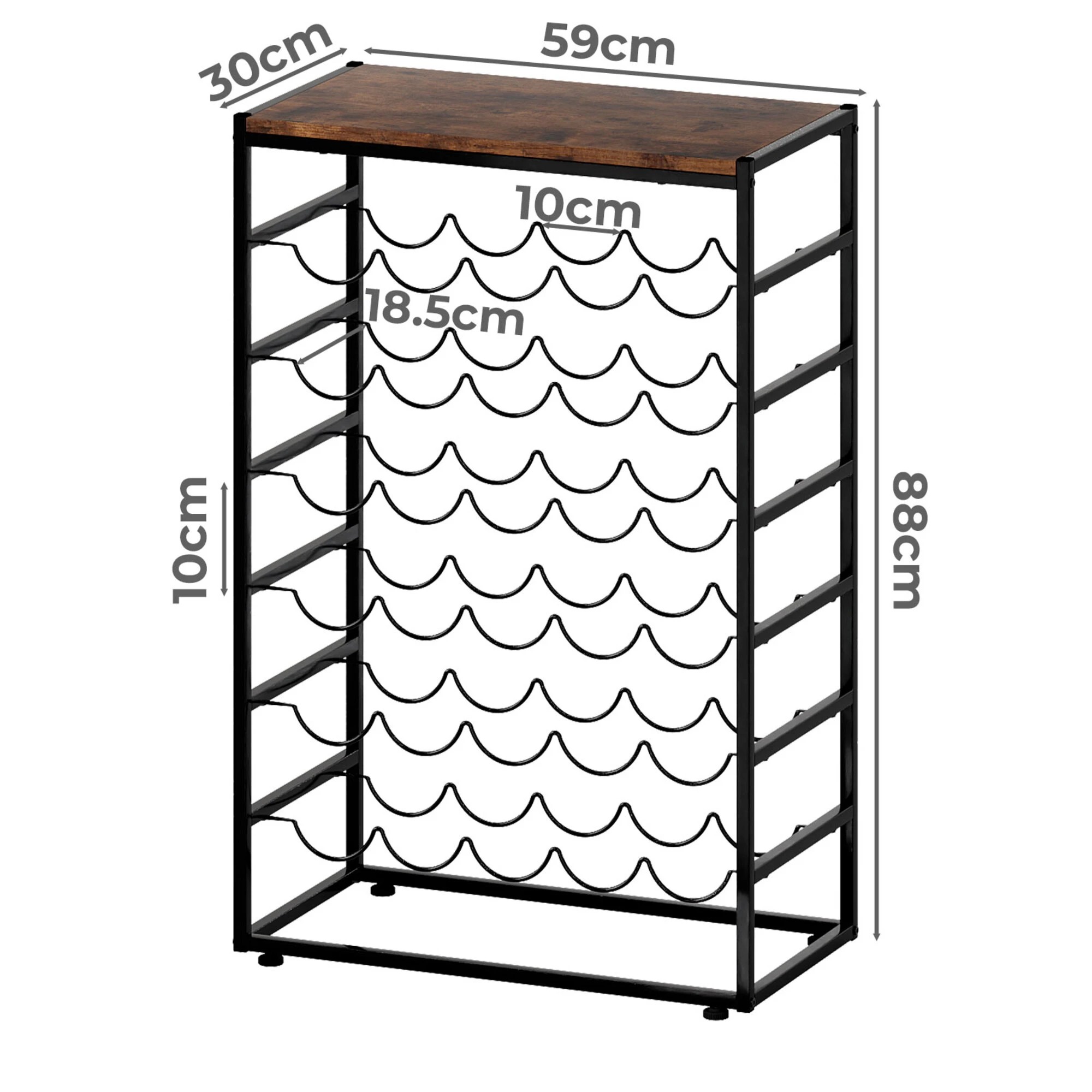 3 Levede Wine Rack 30 Bottles Free Standing Floor Wooden Top 6 Tiers Wine Shelves, 3 of 9