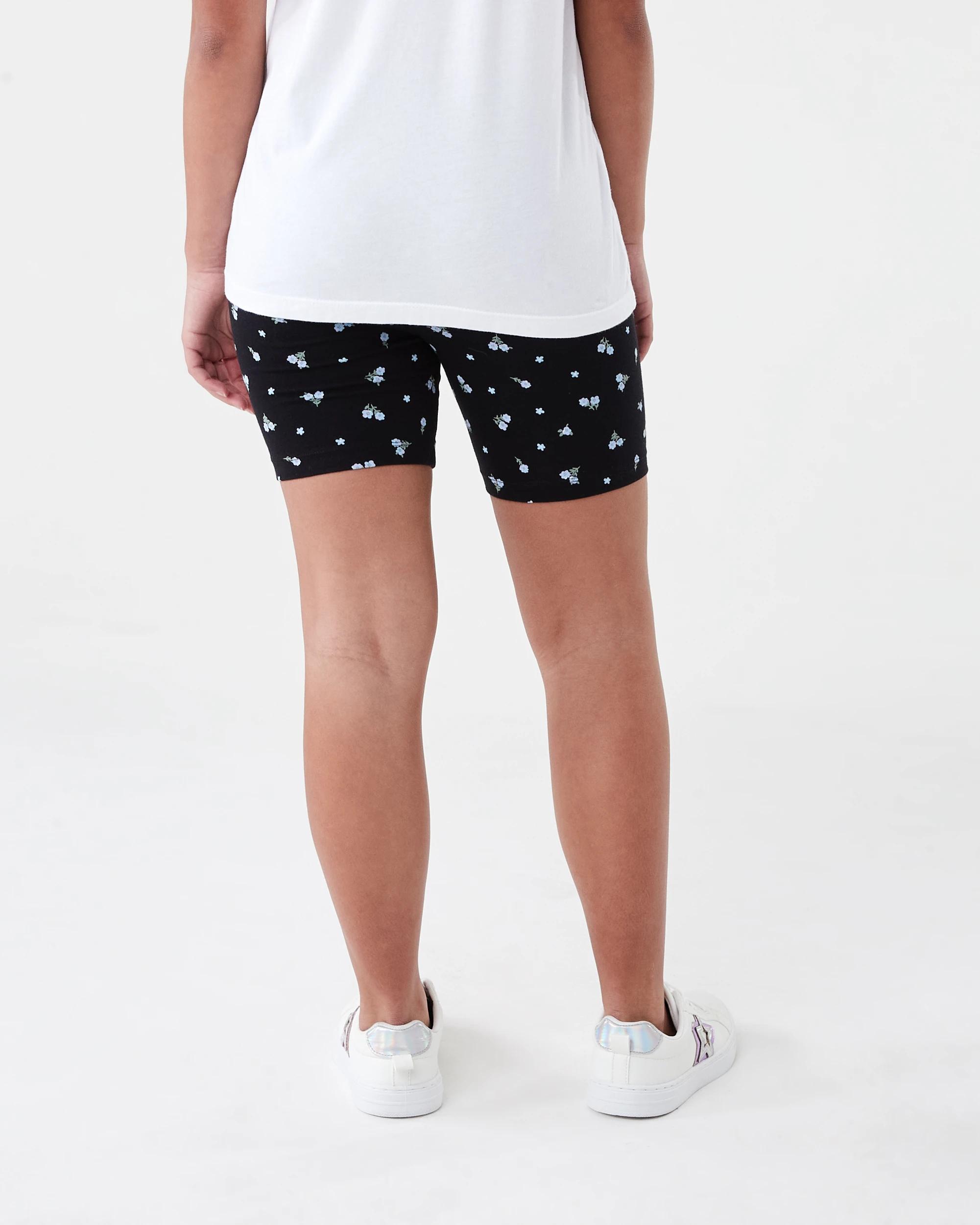 2 Print Bike Shorts Blk Floral, 2 of 6