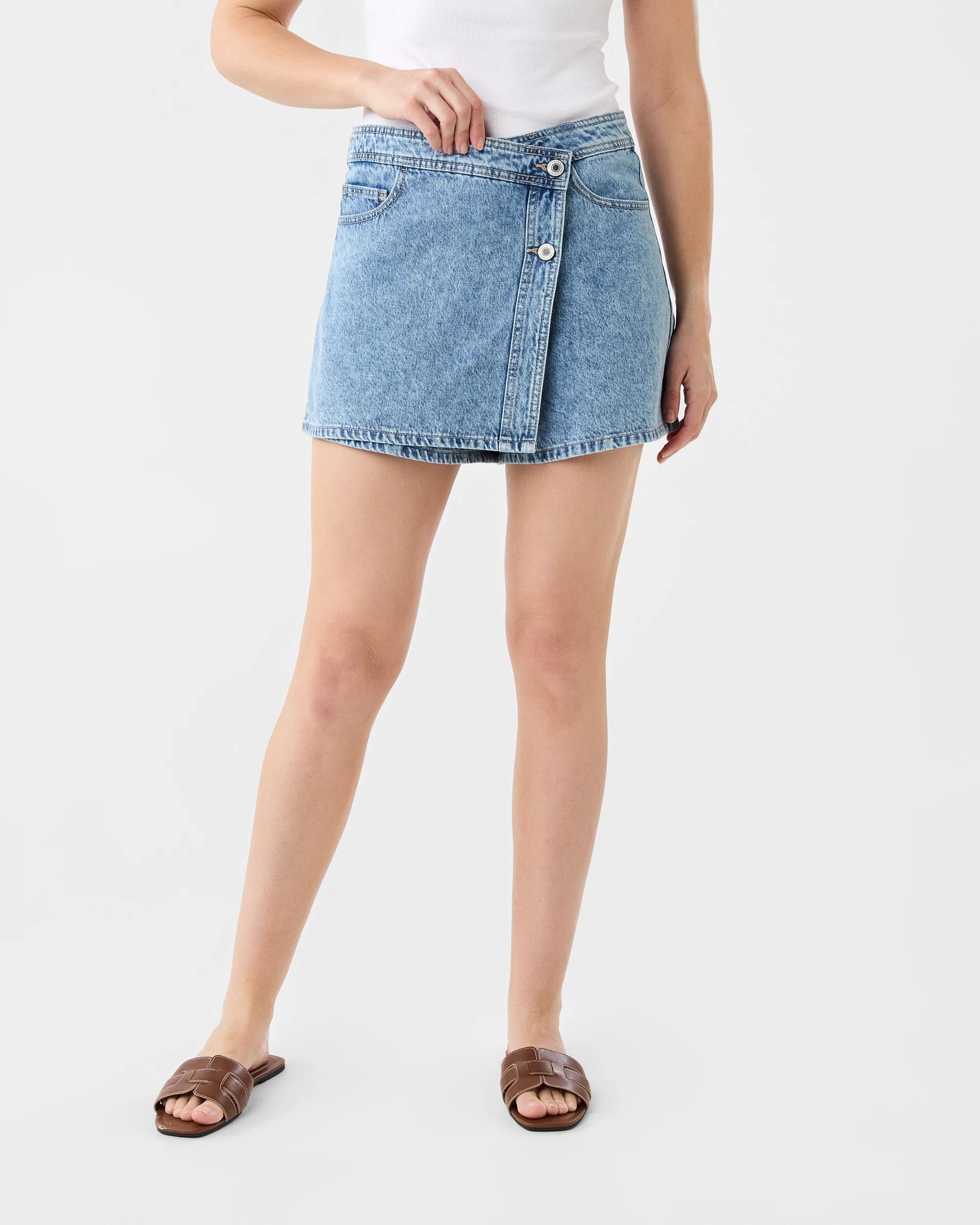 8 Denim Wrap Skort Light Wash, 8 of 8